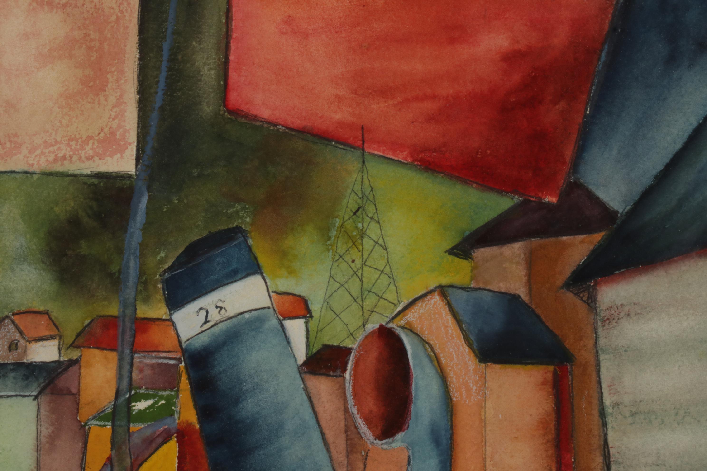 Watercolor Painting After August Macke, Mid-Late 20th Century