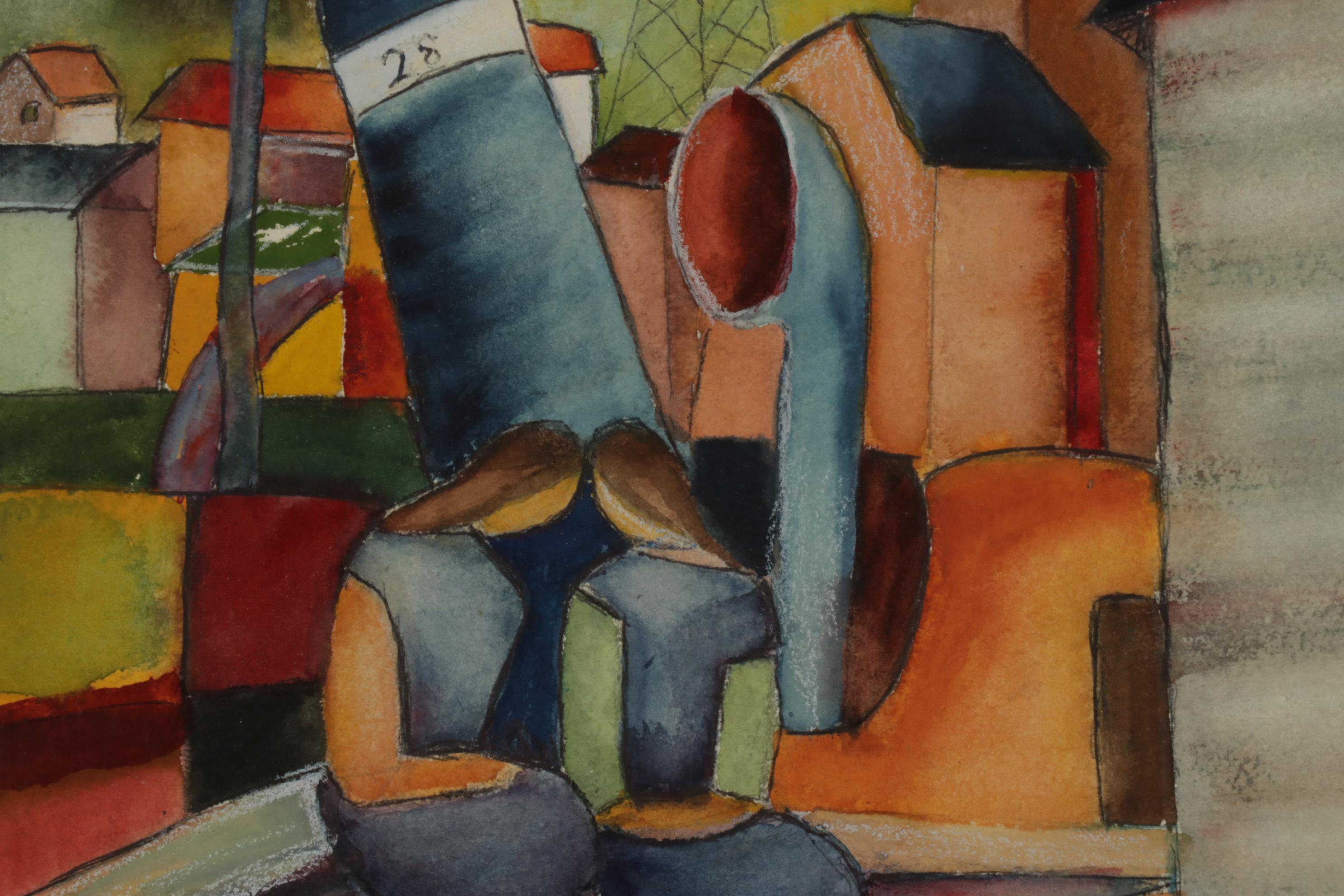 Watercolor Painting After August Macke, Mid-Late 20th Century
