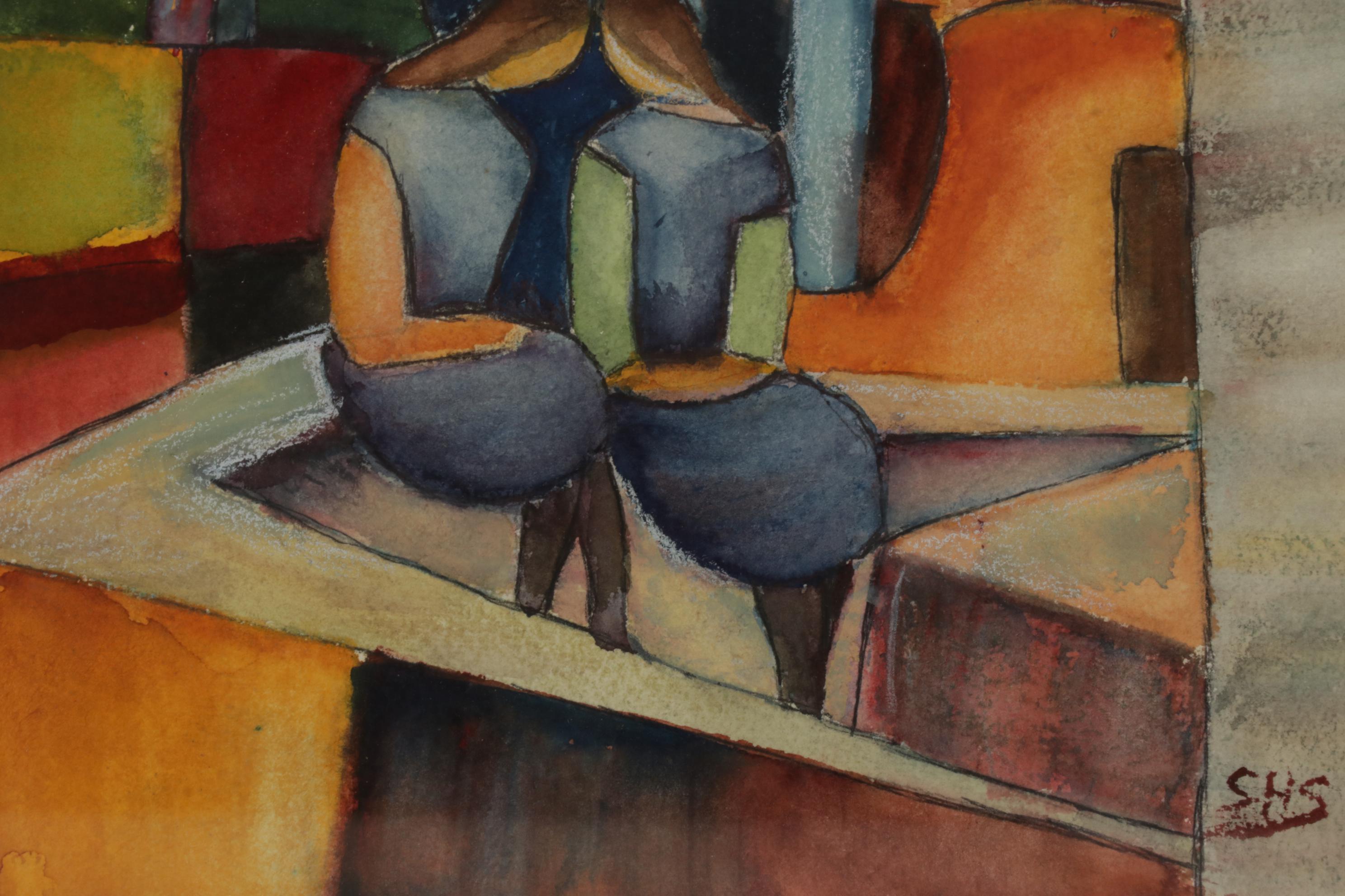 Watercolor Painting After August Macke, Mid-Late 20th Century