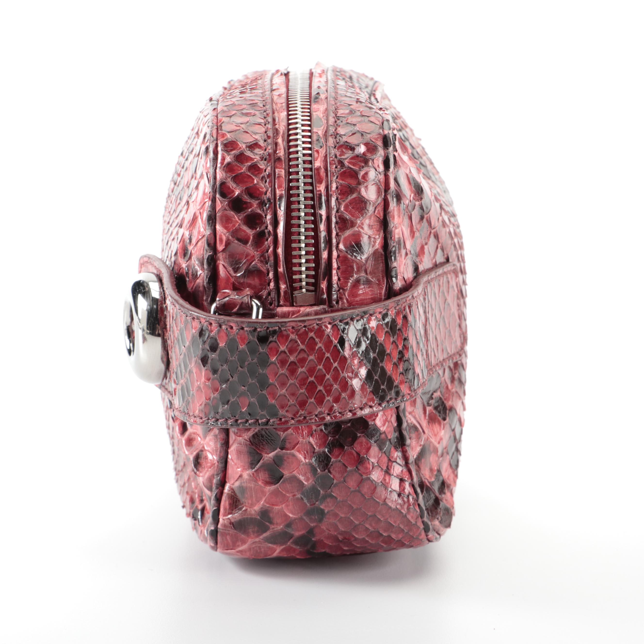 Prada Small Python Skin Lucidio Crossbody Camera Bag with Detachable Strap