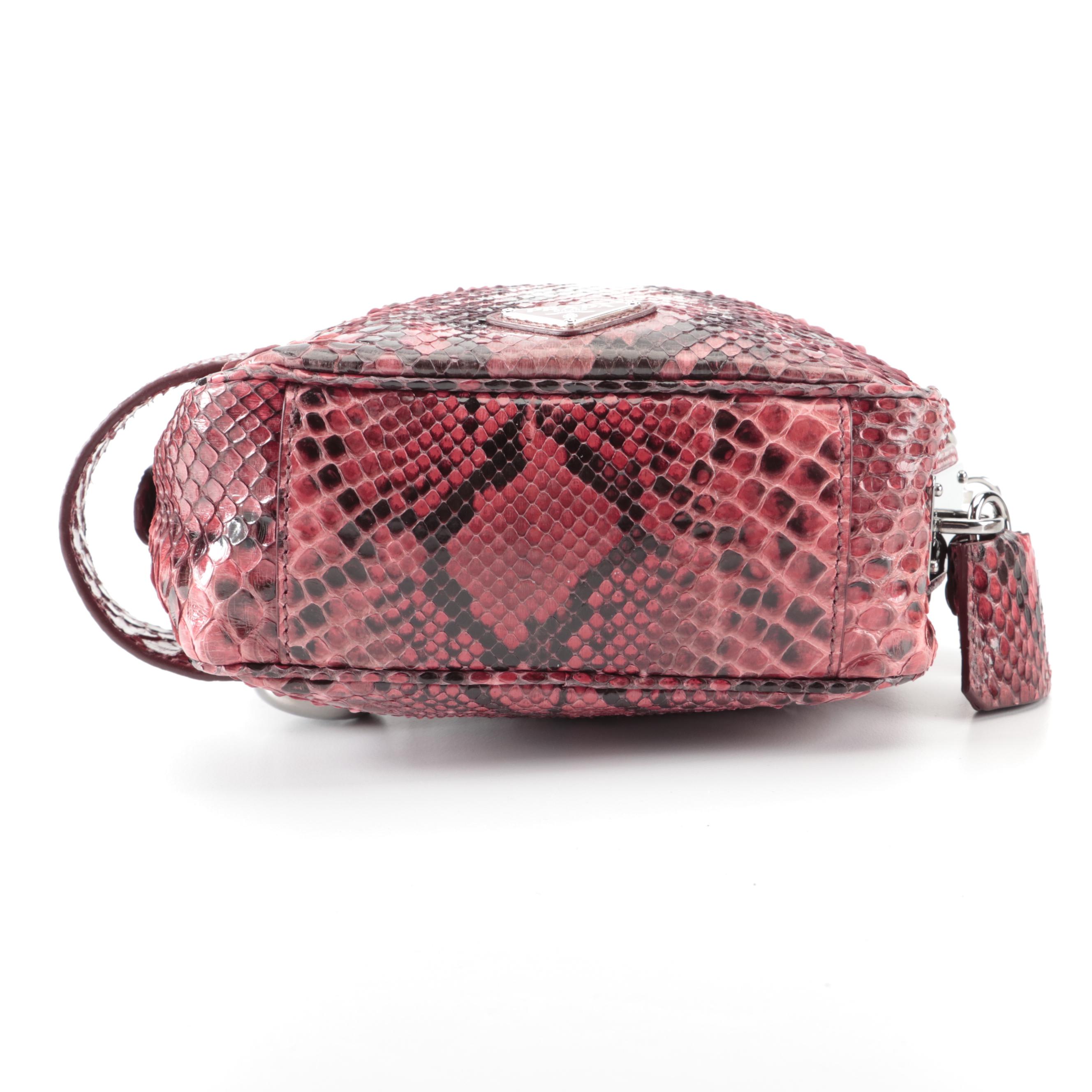 Prada Small Python Skin Lucidio Crossbody Camera Bag with Detachable Strap