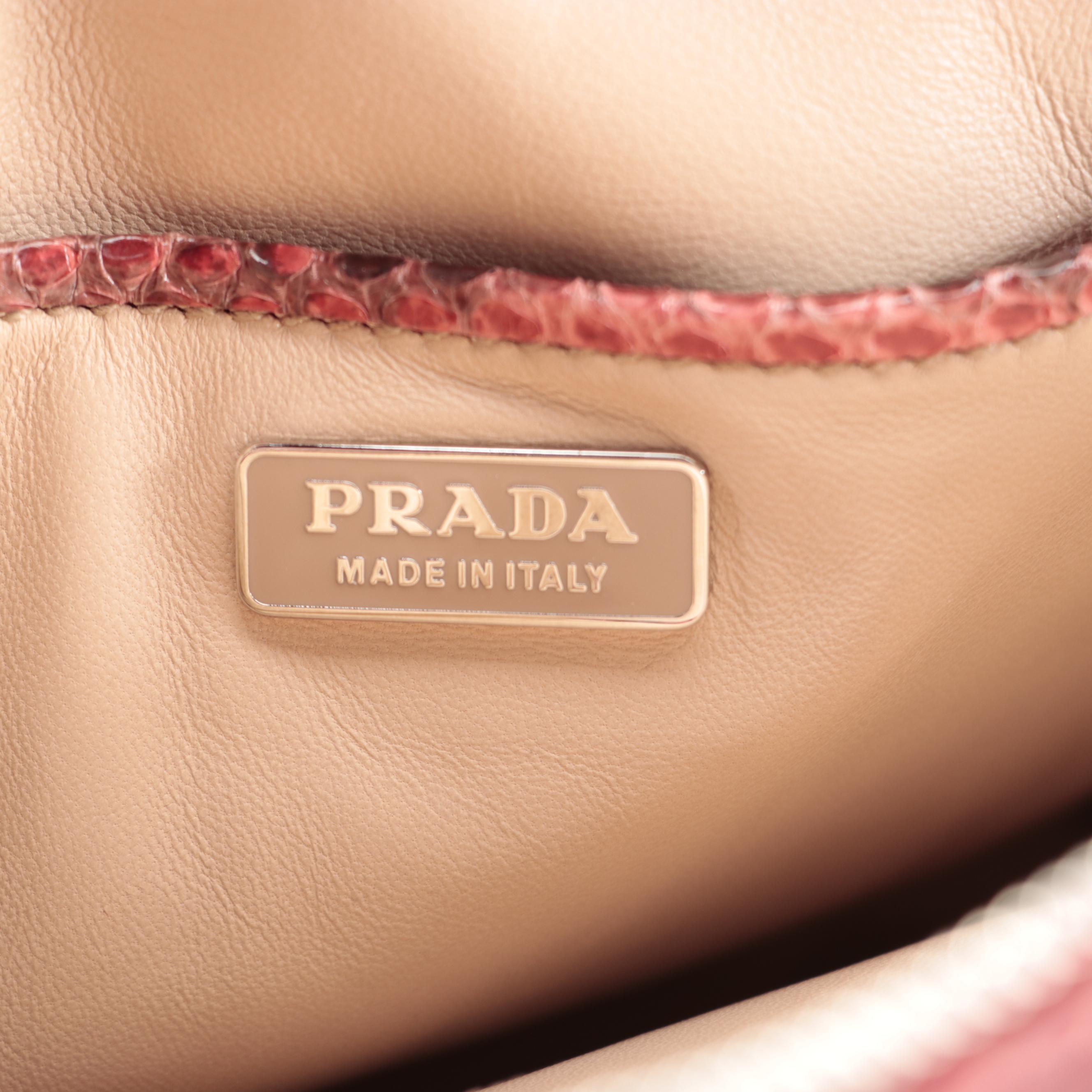 Prada Small Python Skin Lucidio Crossbody Camera Bag with Detachable Strap