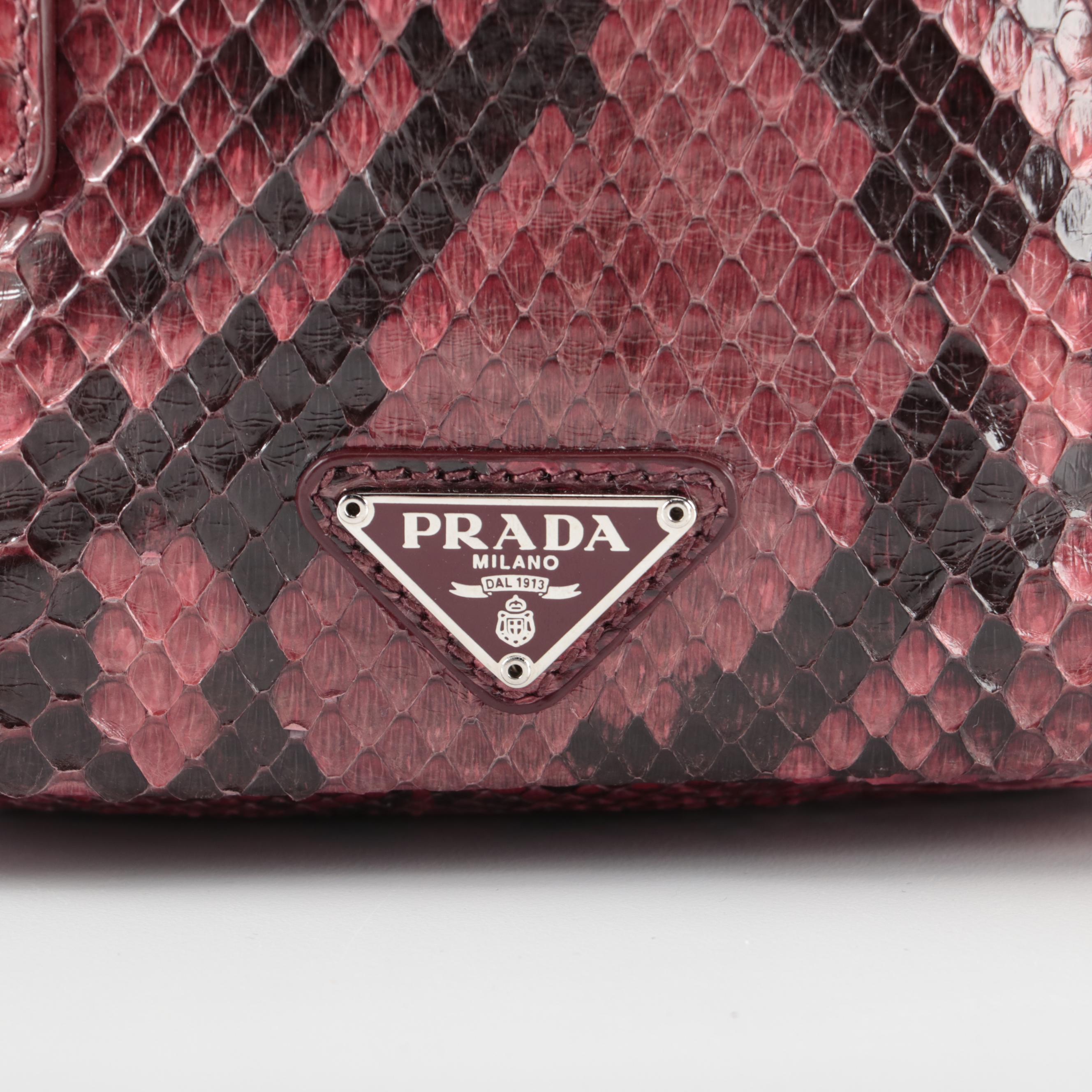 Prada Small Python Skin Lucidio Crossbody Camera Bag with Detachable Strap