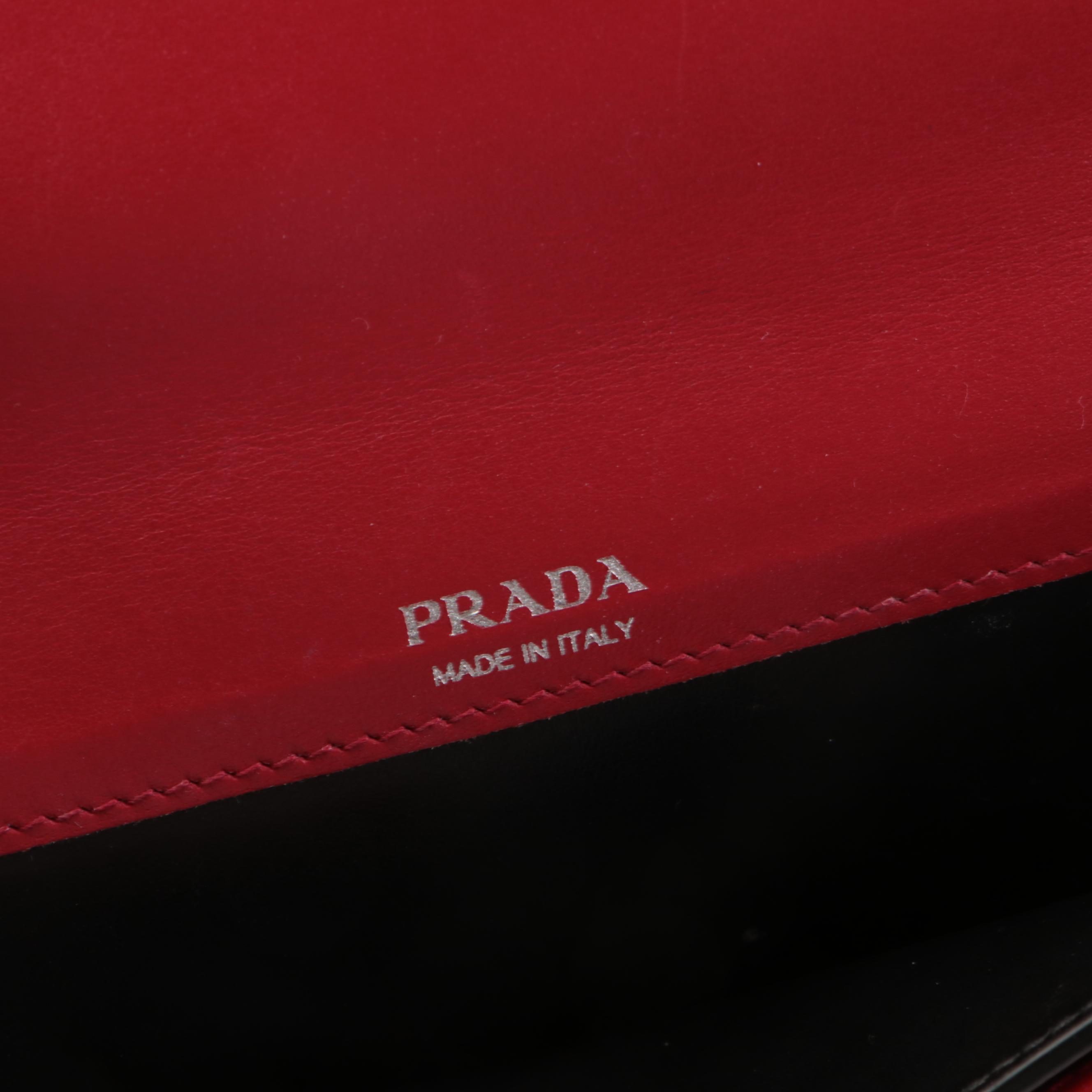 Prada Sybille Mini Crossbody Bag in Red Spazzolato Polished Calfskin