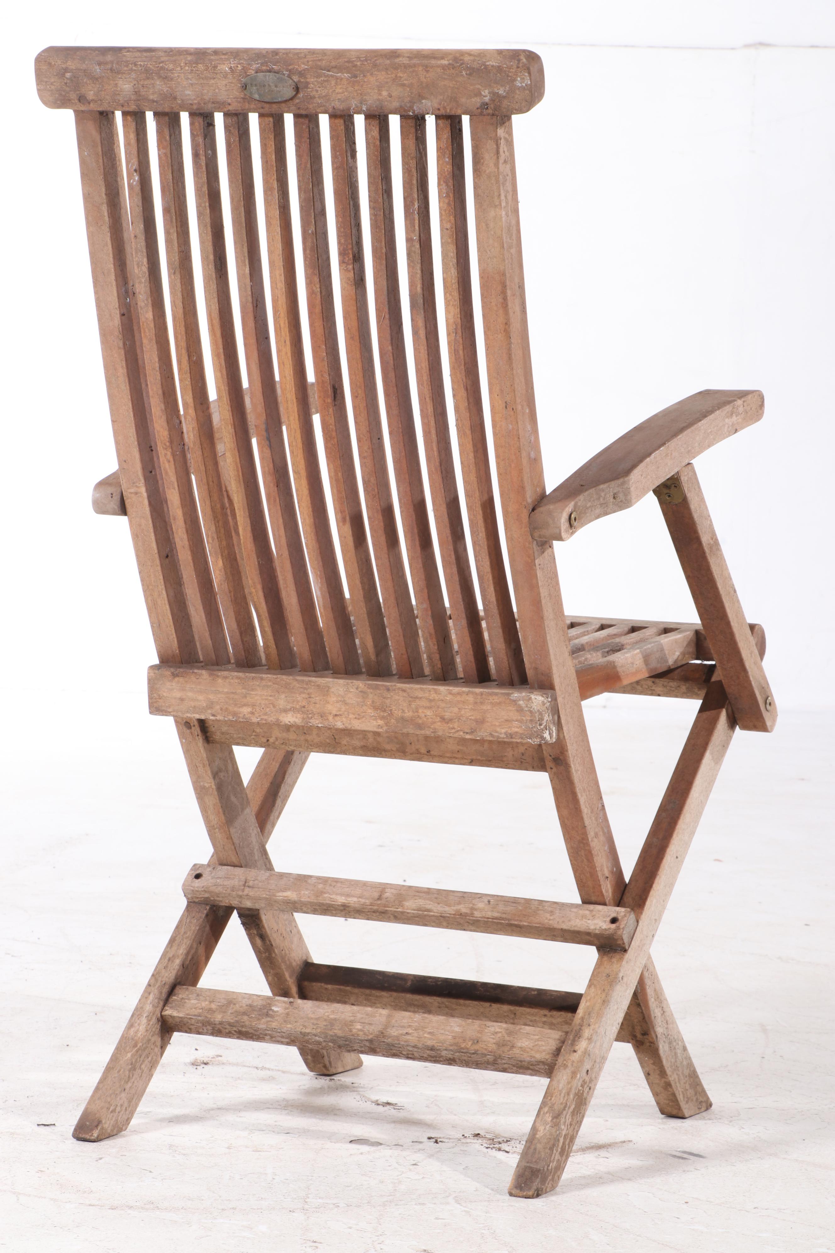 Four Hudson Hill Teak Patio Folding Armchairs