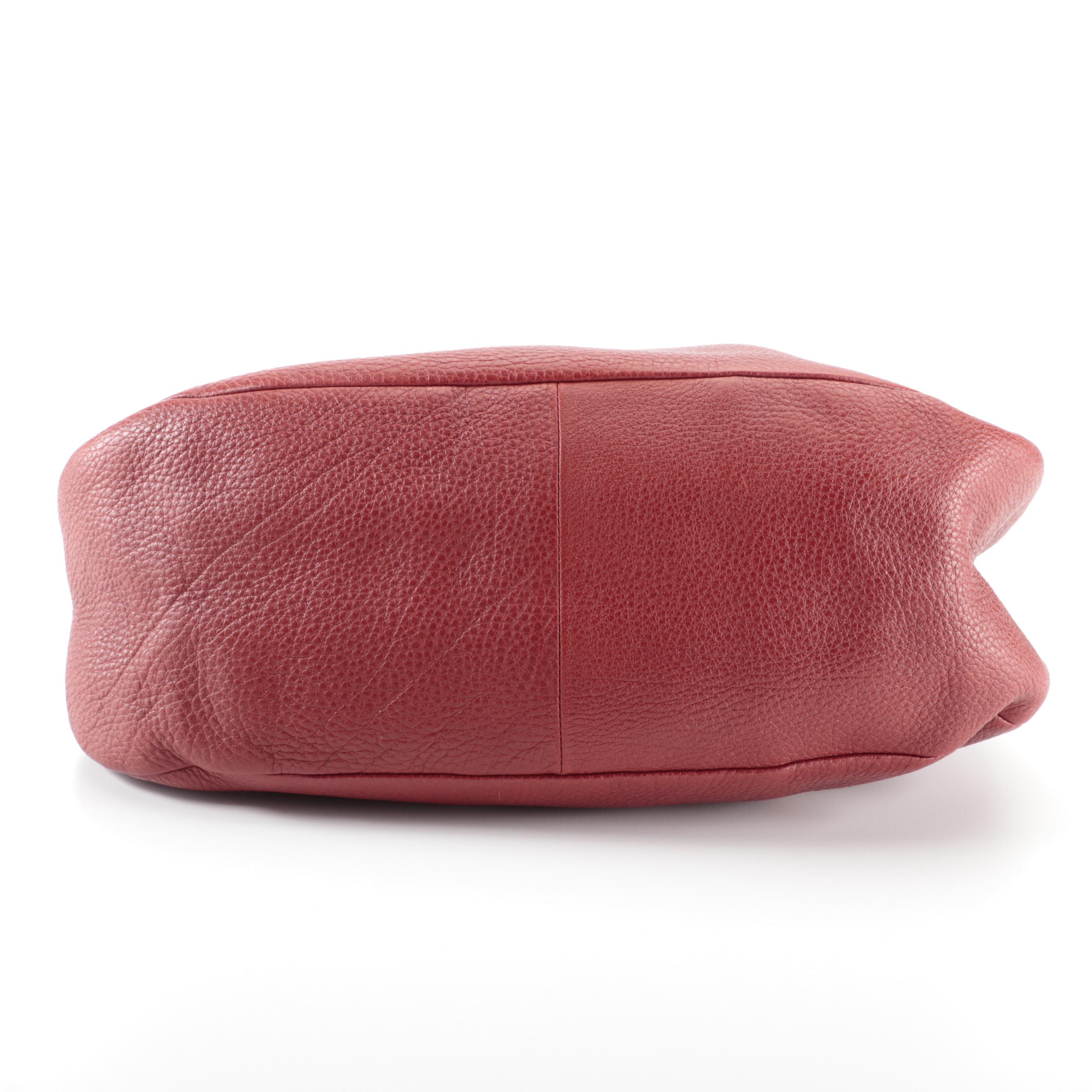 Prada Zip Top Hobo Bag in Red Vitello Daino Leather