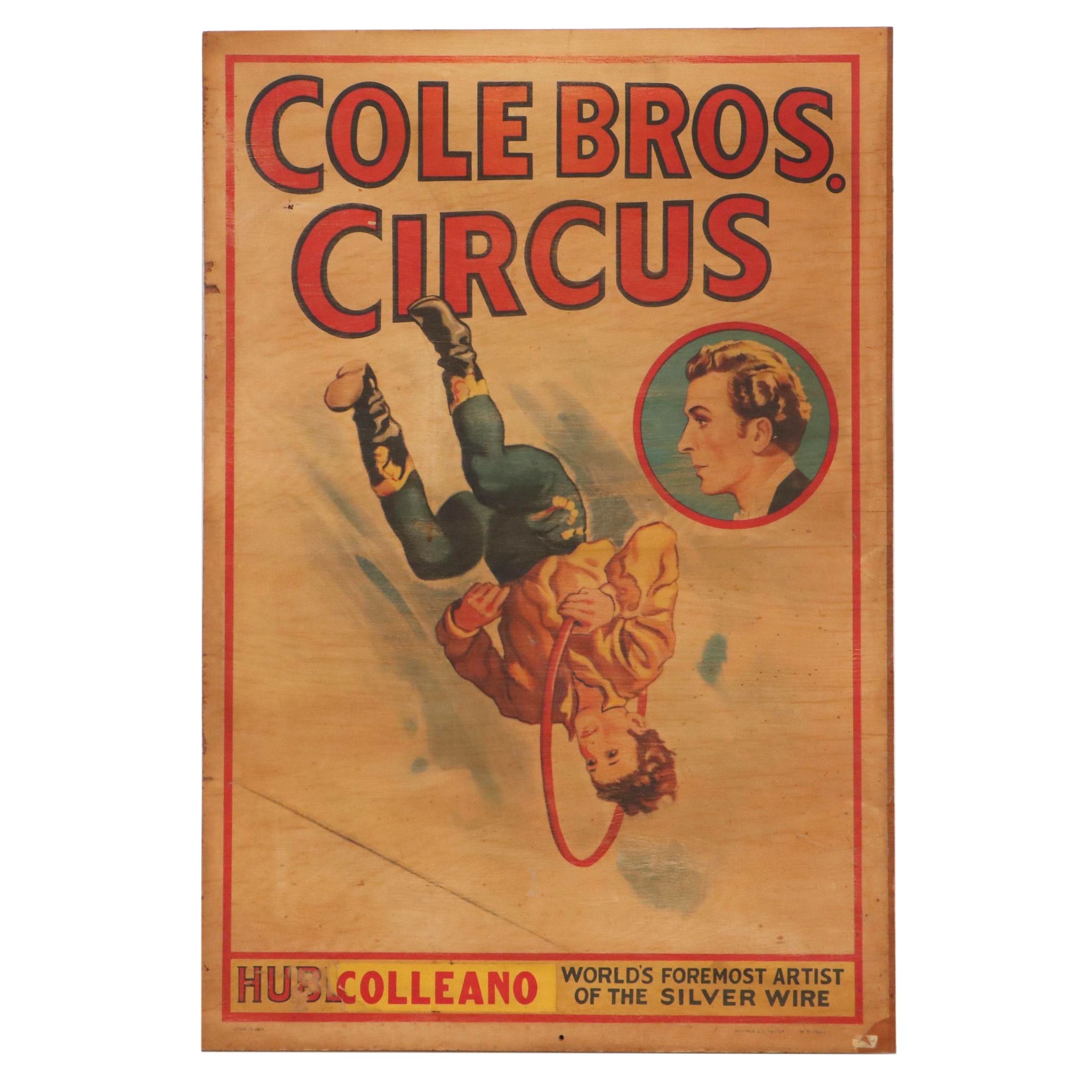 Cole Bros. Circus Poster Featuring Con Colleano