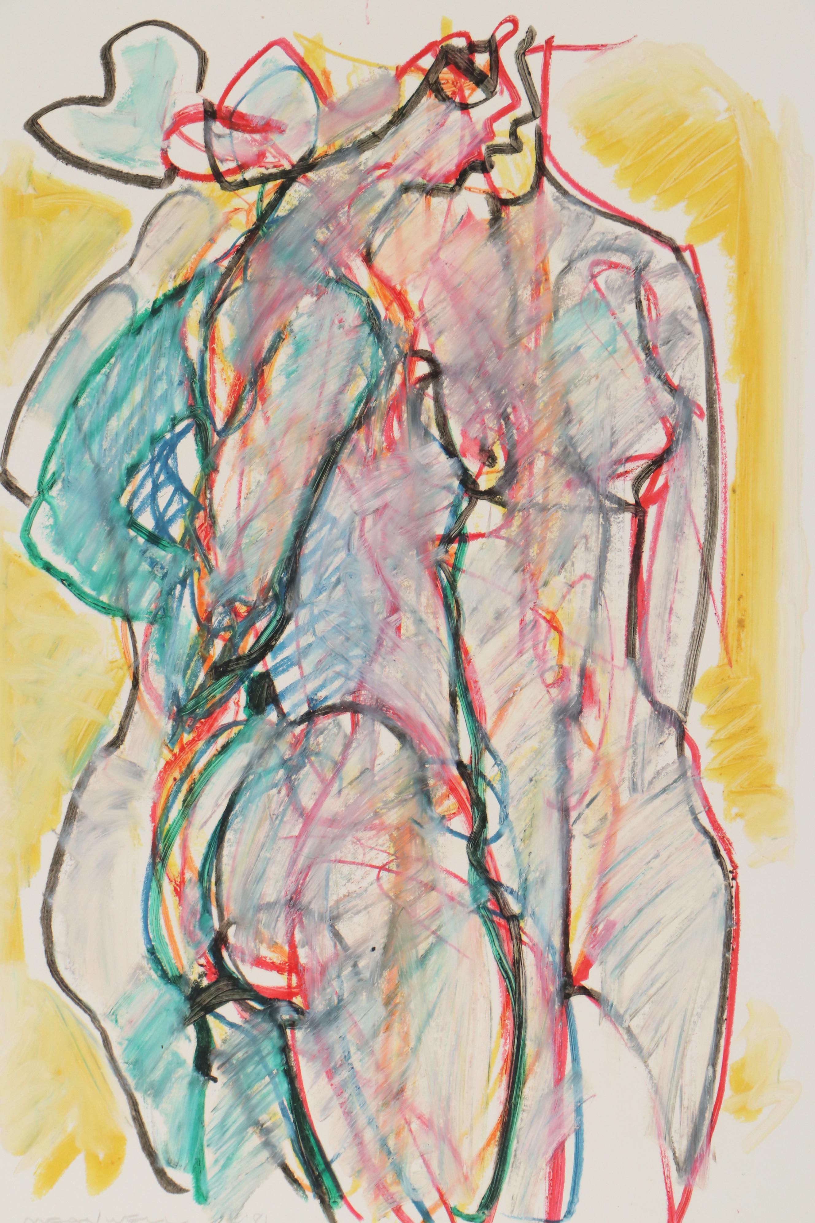 Jack Meanwell Expressionist Figure Drawing, 1981