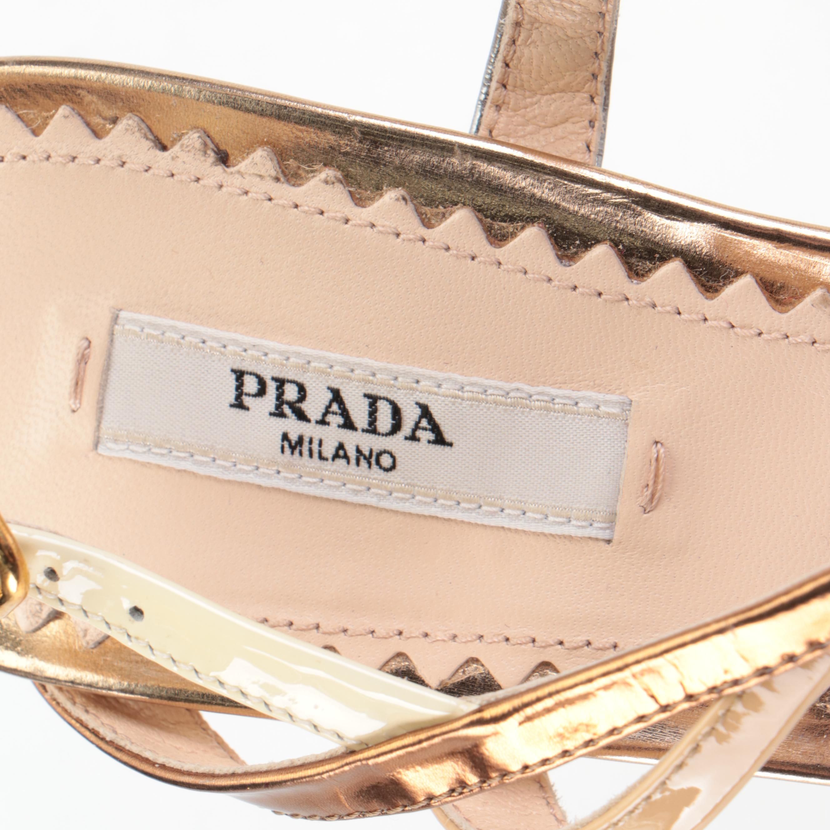 Prada Tricolor Patent Leather Strappy Slingback Sandals