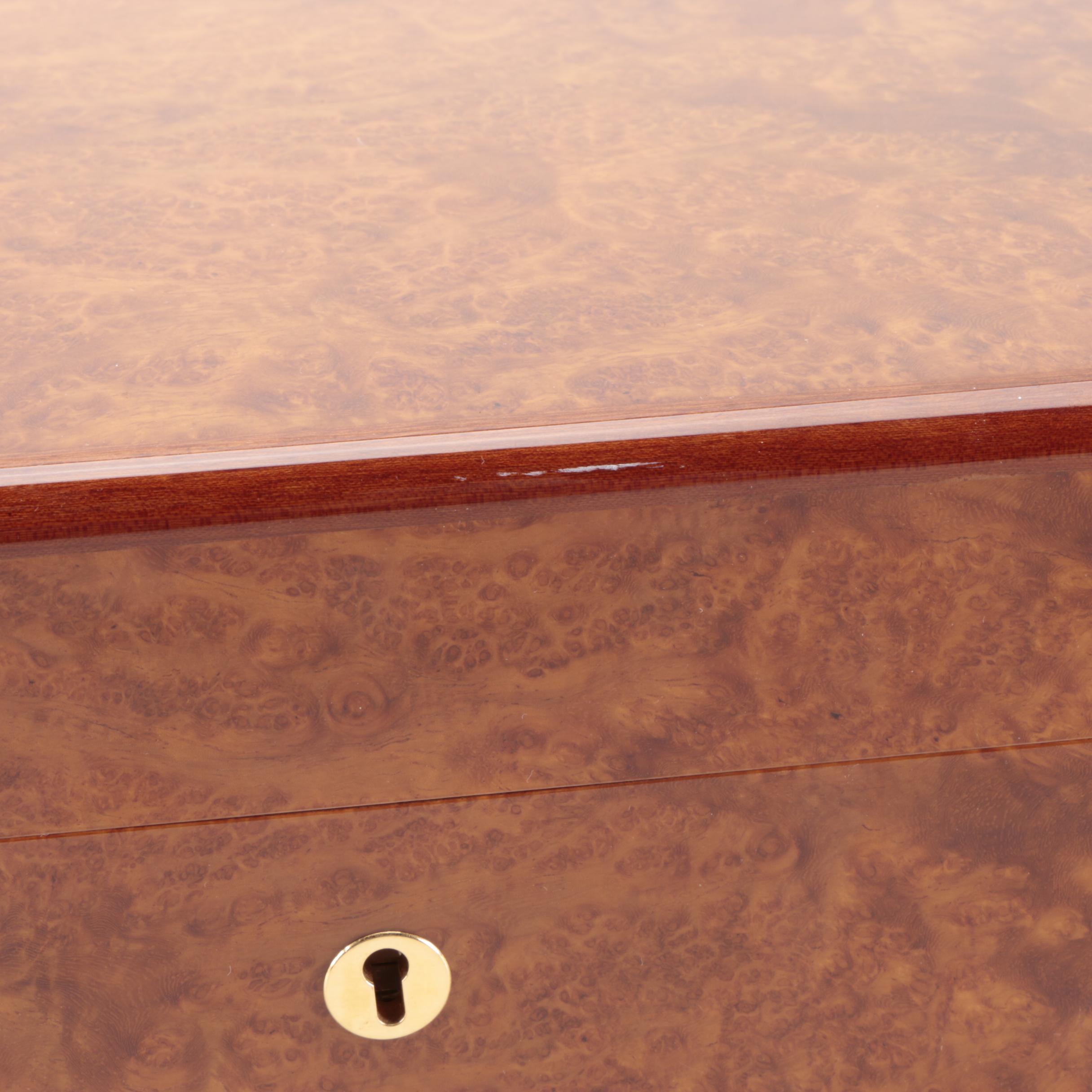 Elie Bleu of Paris High Gloss Burl Wood Veneer Jewelry Box