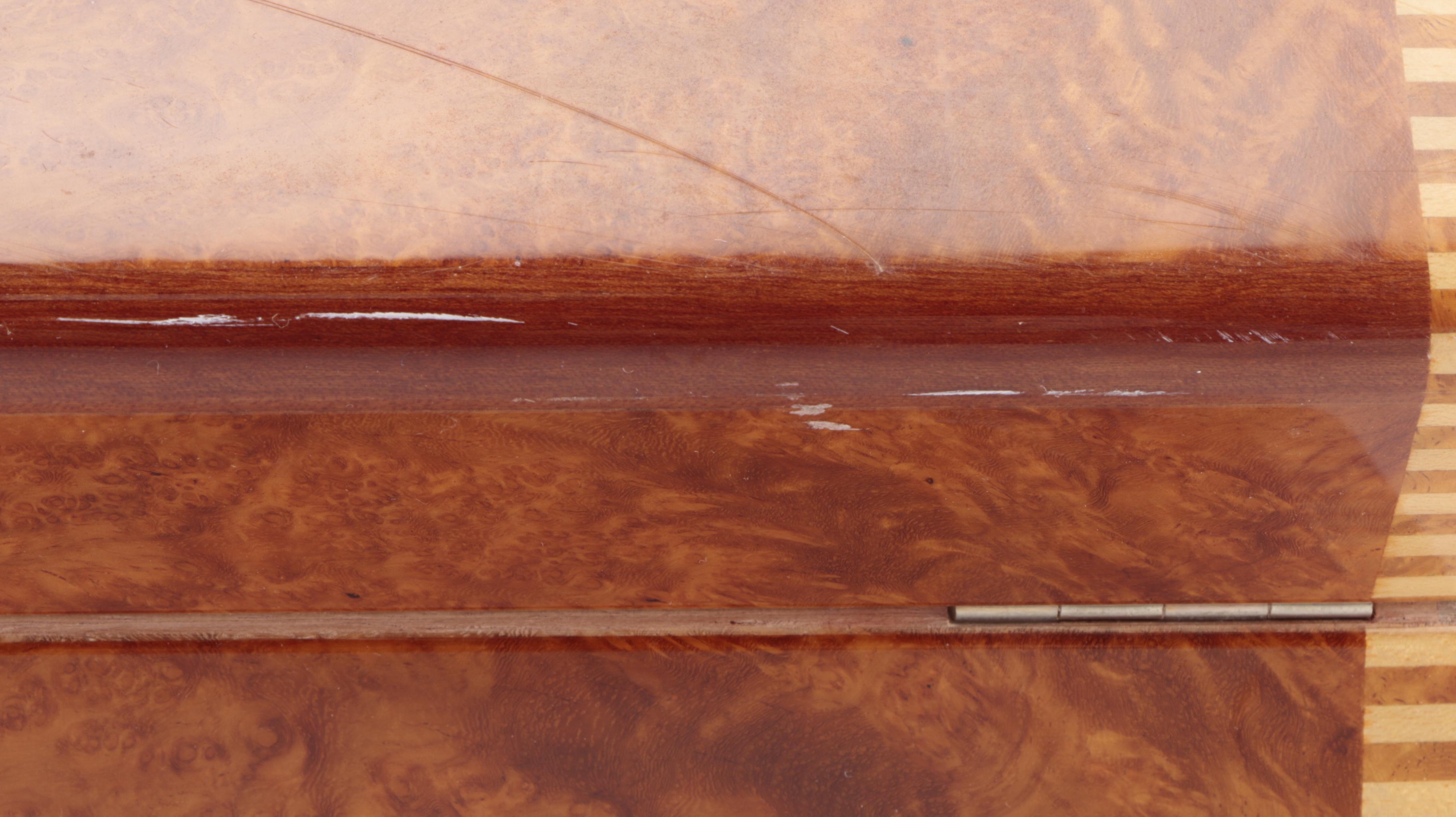 Elie Bleu of Paris High Gloss Burl Wood Veneer Jewelry Box