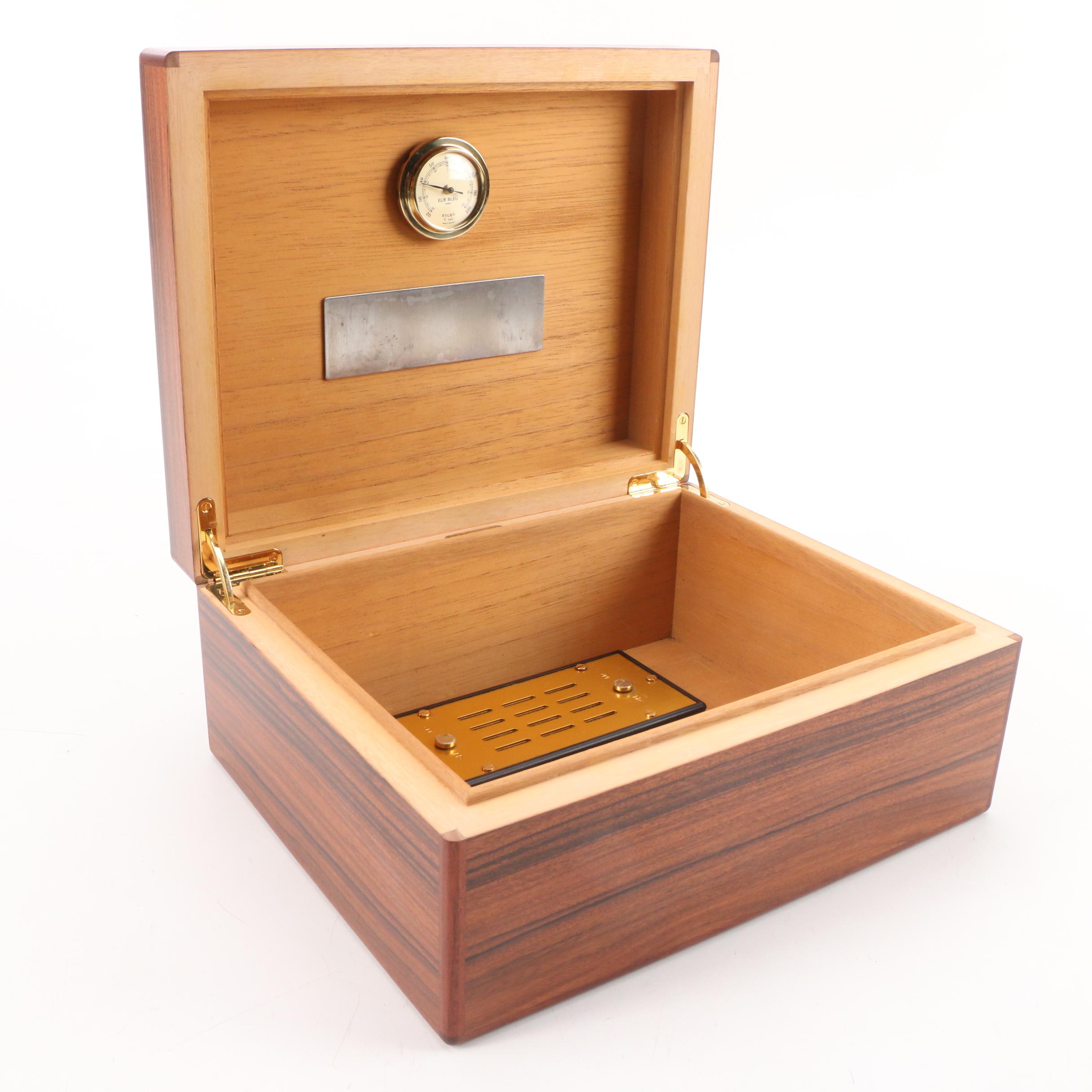 Elie Bleu for Arnold's Tobacco Cedar Lined Wooden Cigar Humidor