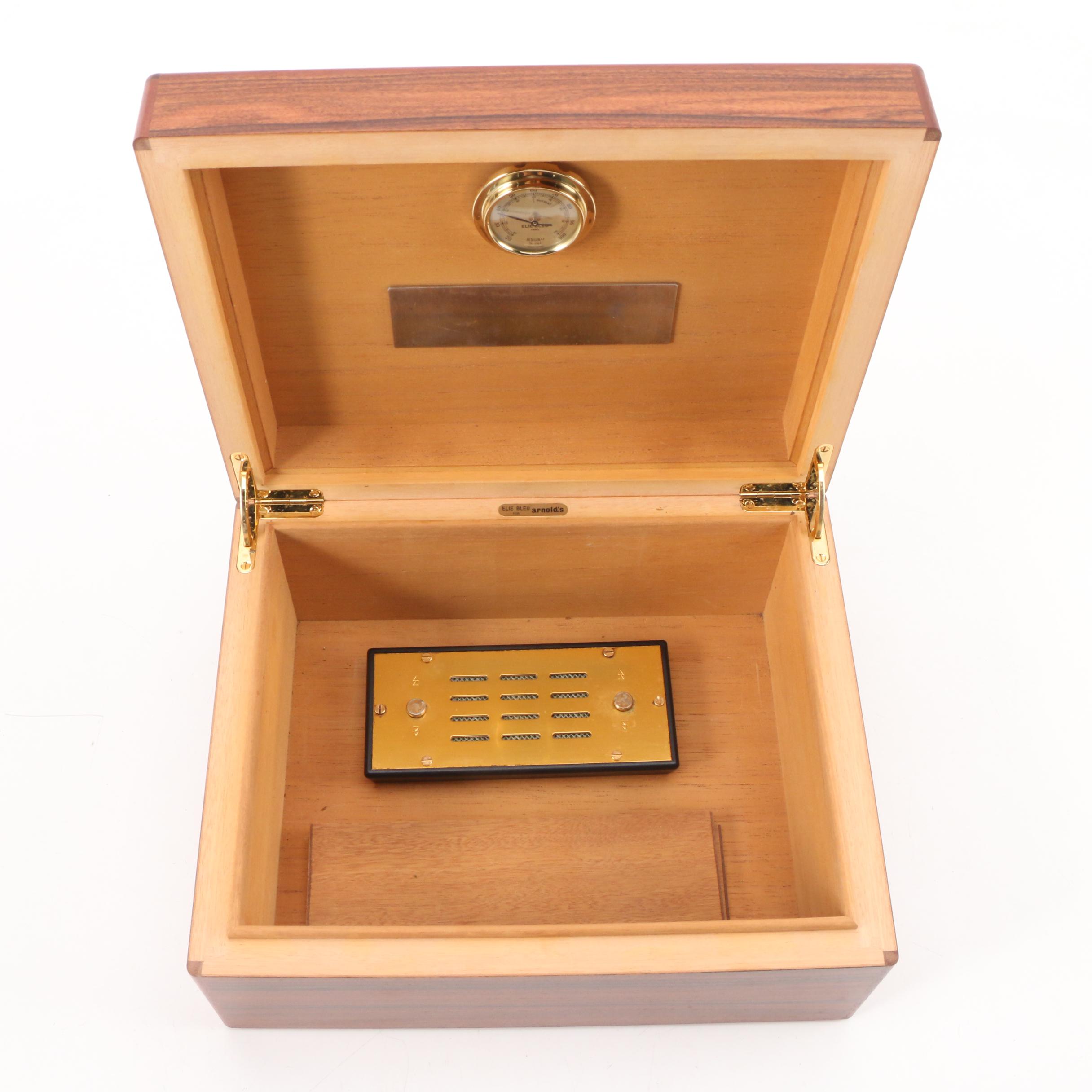 Elie Bleu for Arnold's Tobacco Cedar Lined Wooden Cigar Humidor