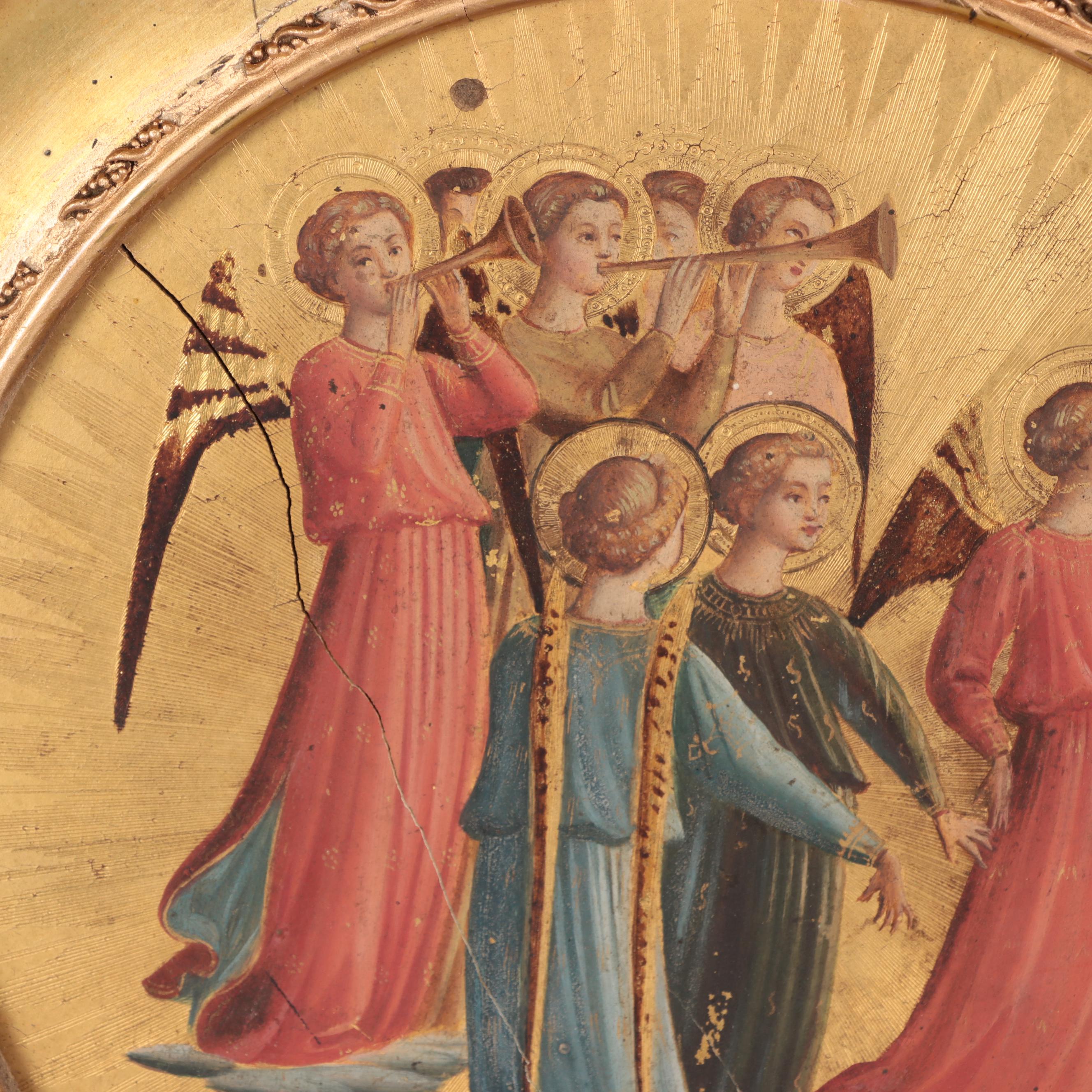 Italian School Gold Leaf and Oil Painting of Angels, Early 20th Century