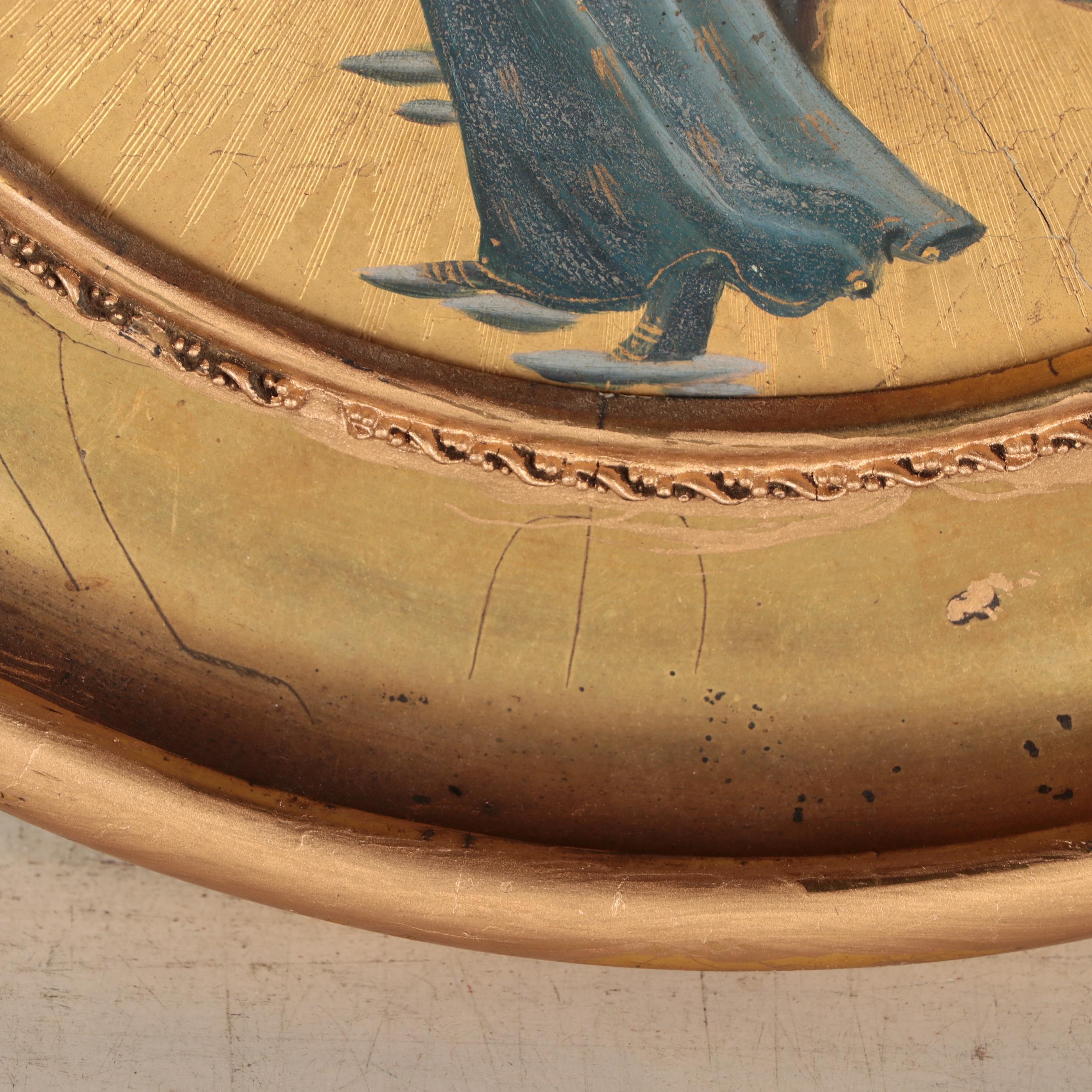 Italian School Gold Leaf and Oil Painting of Angels, Early 20th Century