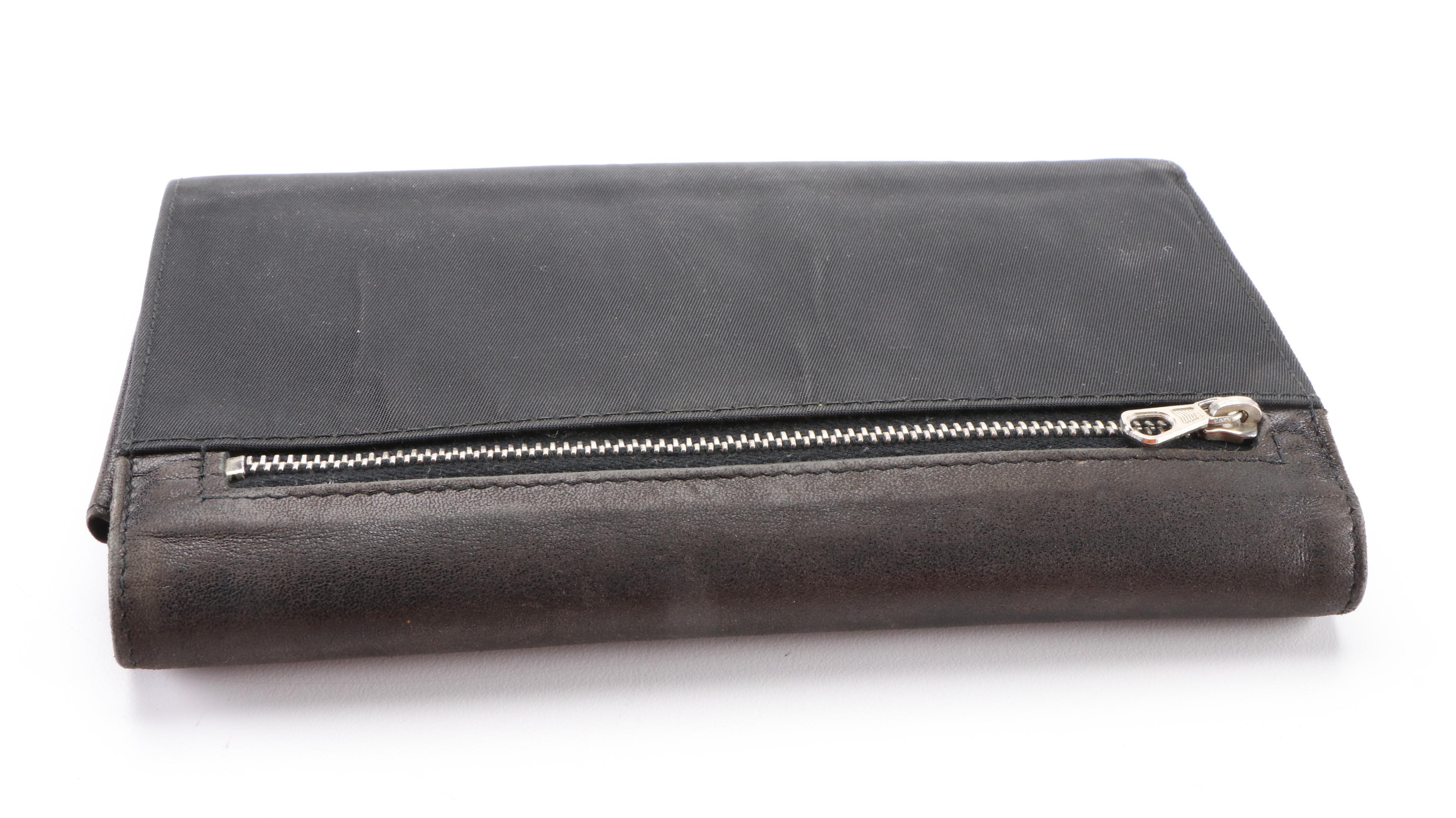 Prada Accordion Wallet in Black Leather and Tessuto Nylon