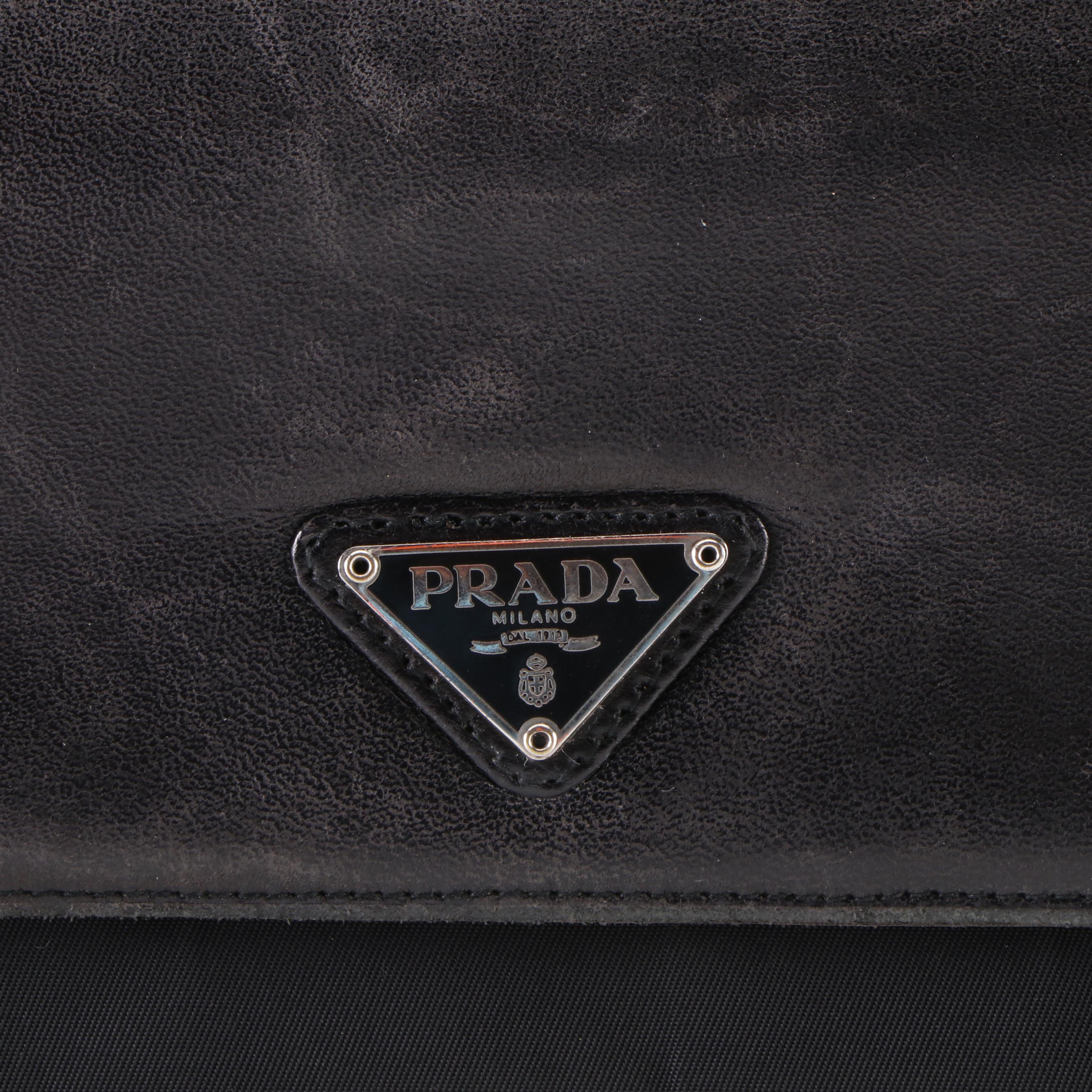 Prada Accordion Wallet in Black Leather and Tessuto Nylon