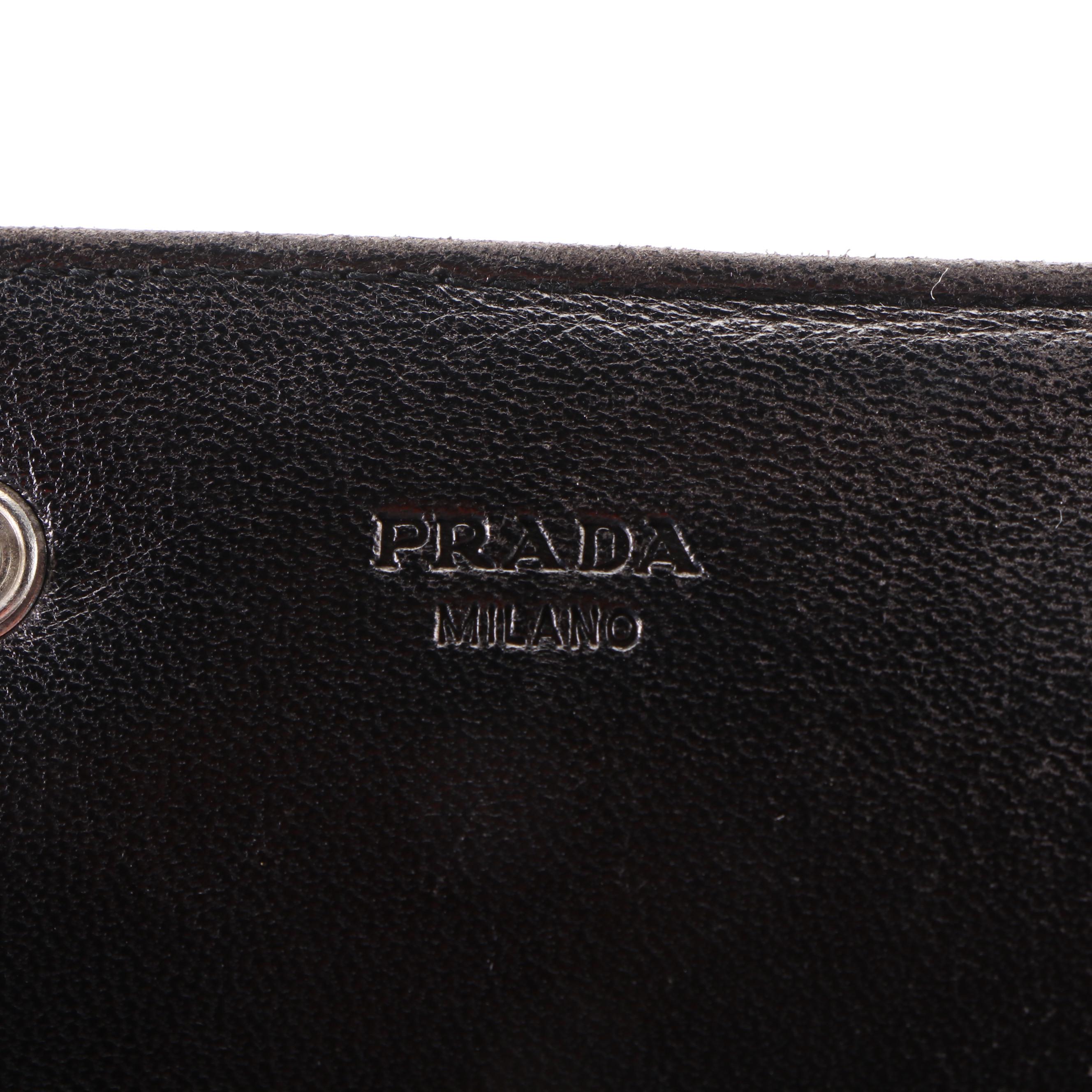 Prada Accordion Wallet in Black Leather and Tessuto Nylon