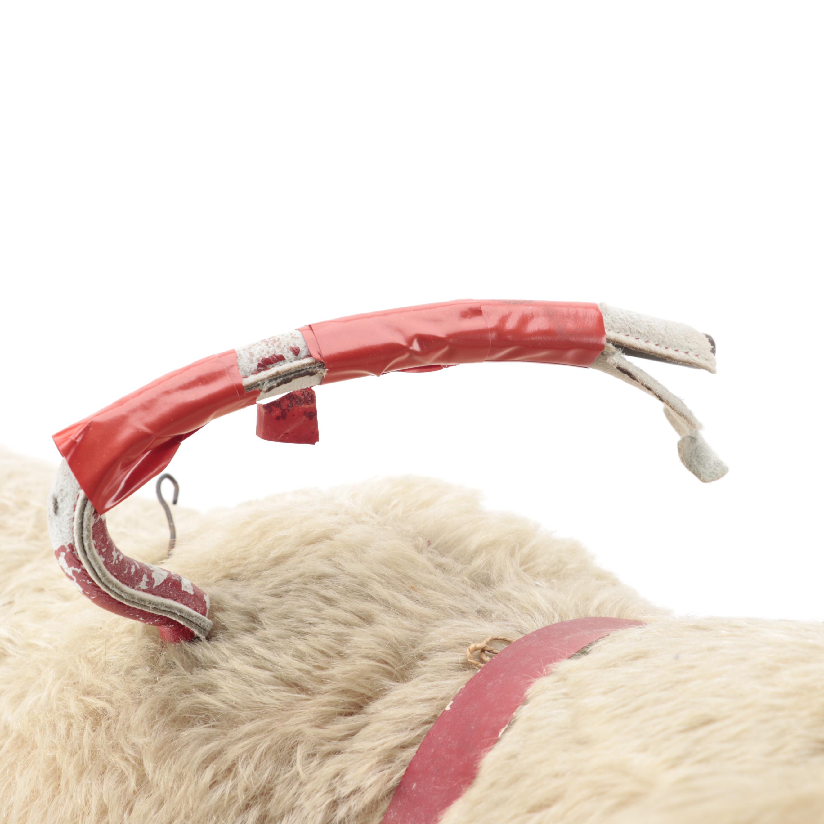 Steiff Beige, Mohair Teddy Bear Ride on Toy with Swiveling Front Wheels, Vintage