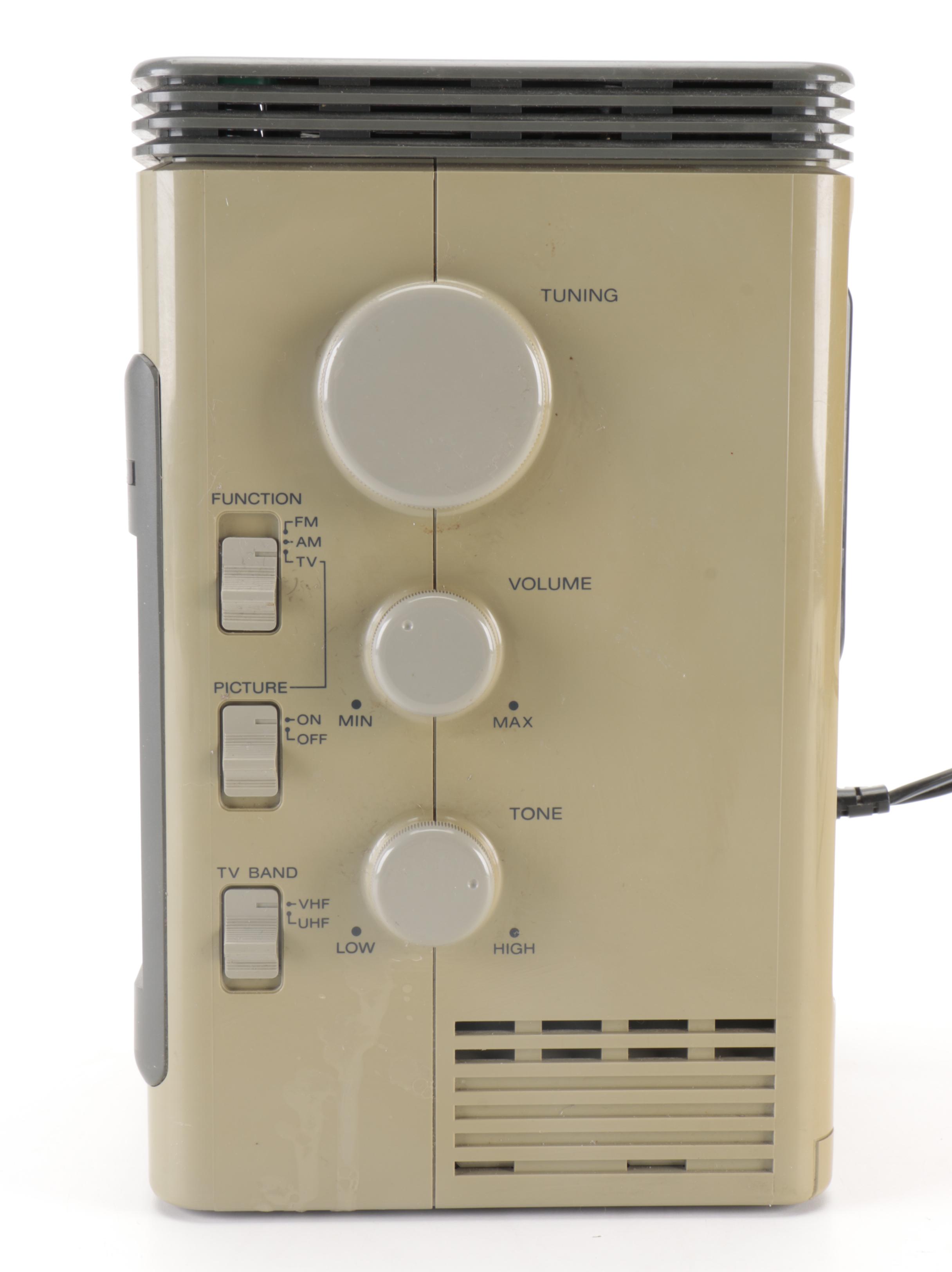 Sony Mega Watchman Black and White TV, FM/AM Receiver, 1988