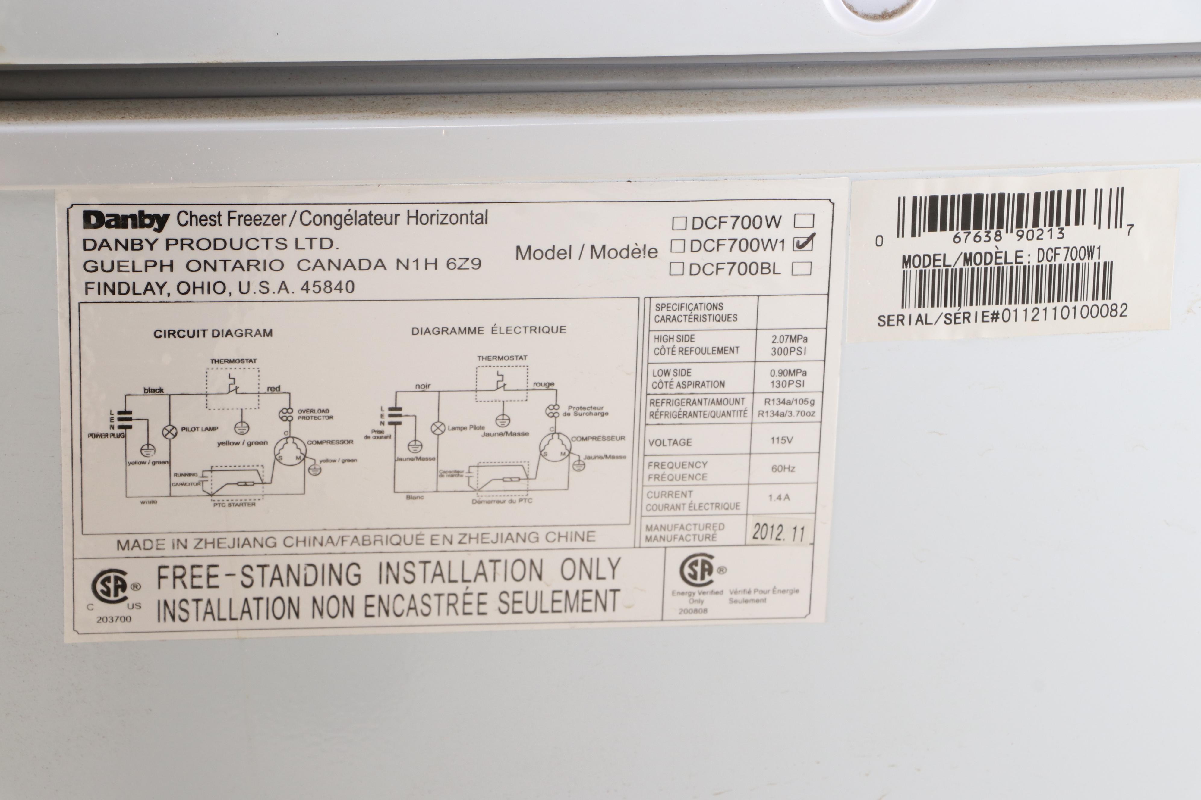 Danby Model DCF700W1 Chest Freezer
