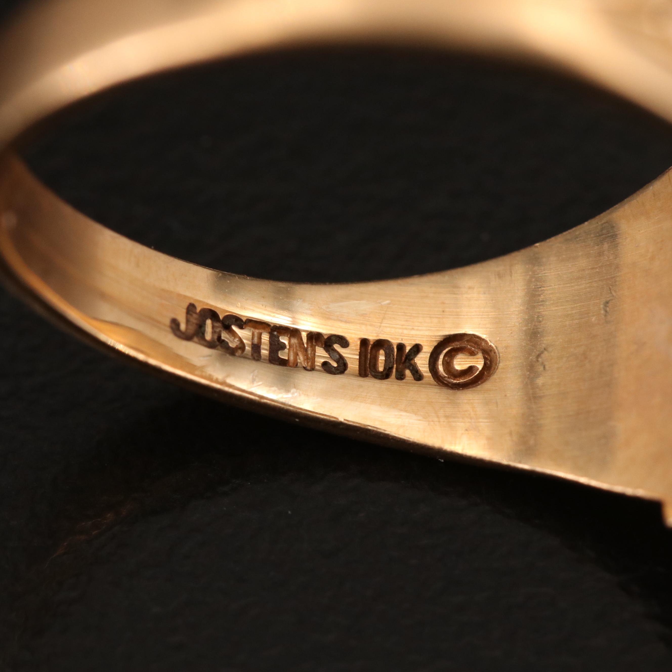 10K Ruby and Mother of Pearl Class Rings with Enamel Accents