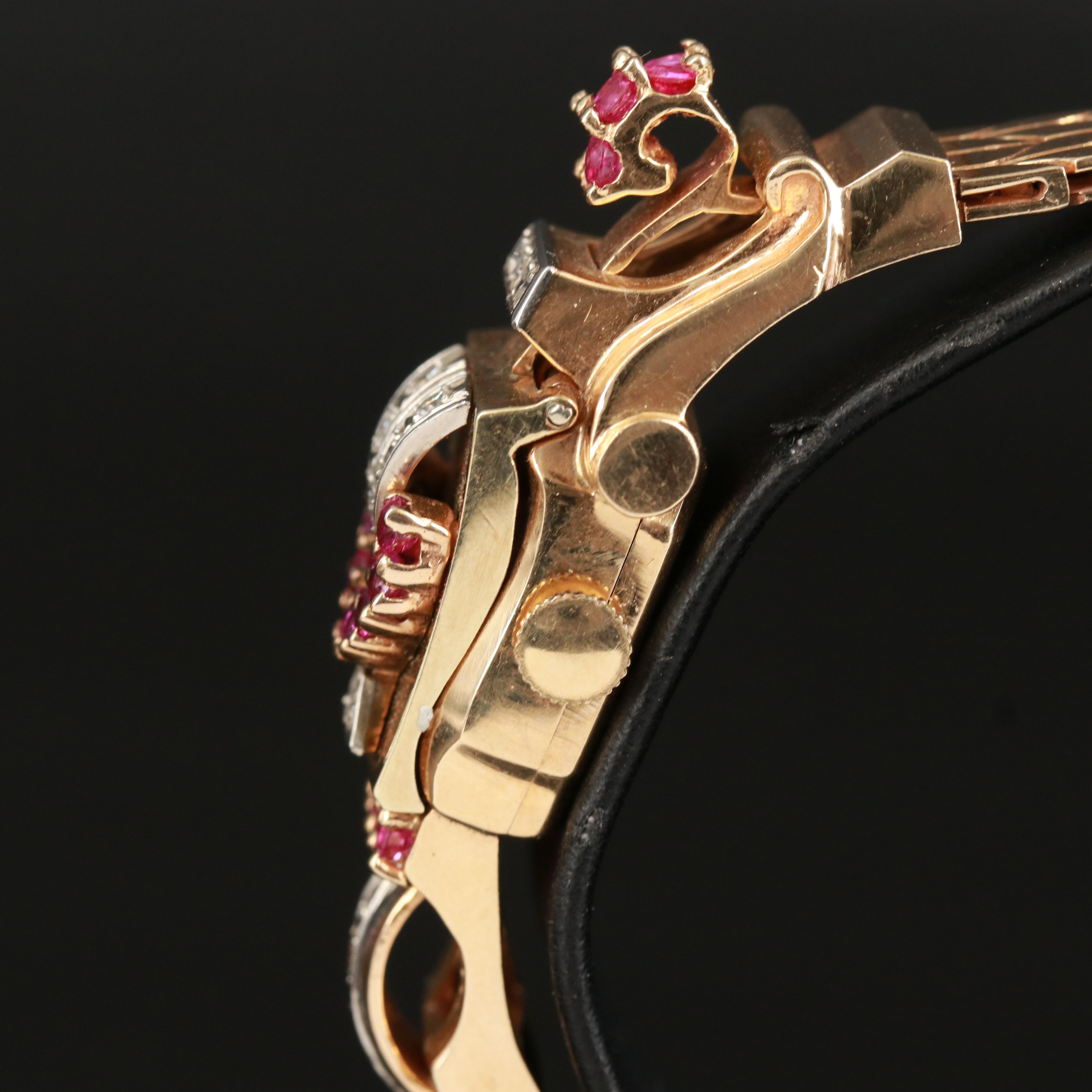 14K Gotham Diamond and Ruby Covered Hidden Dial Watch