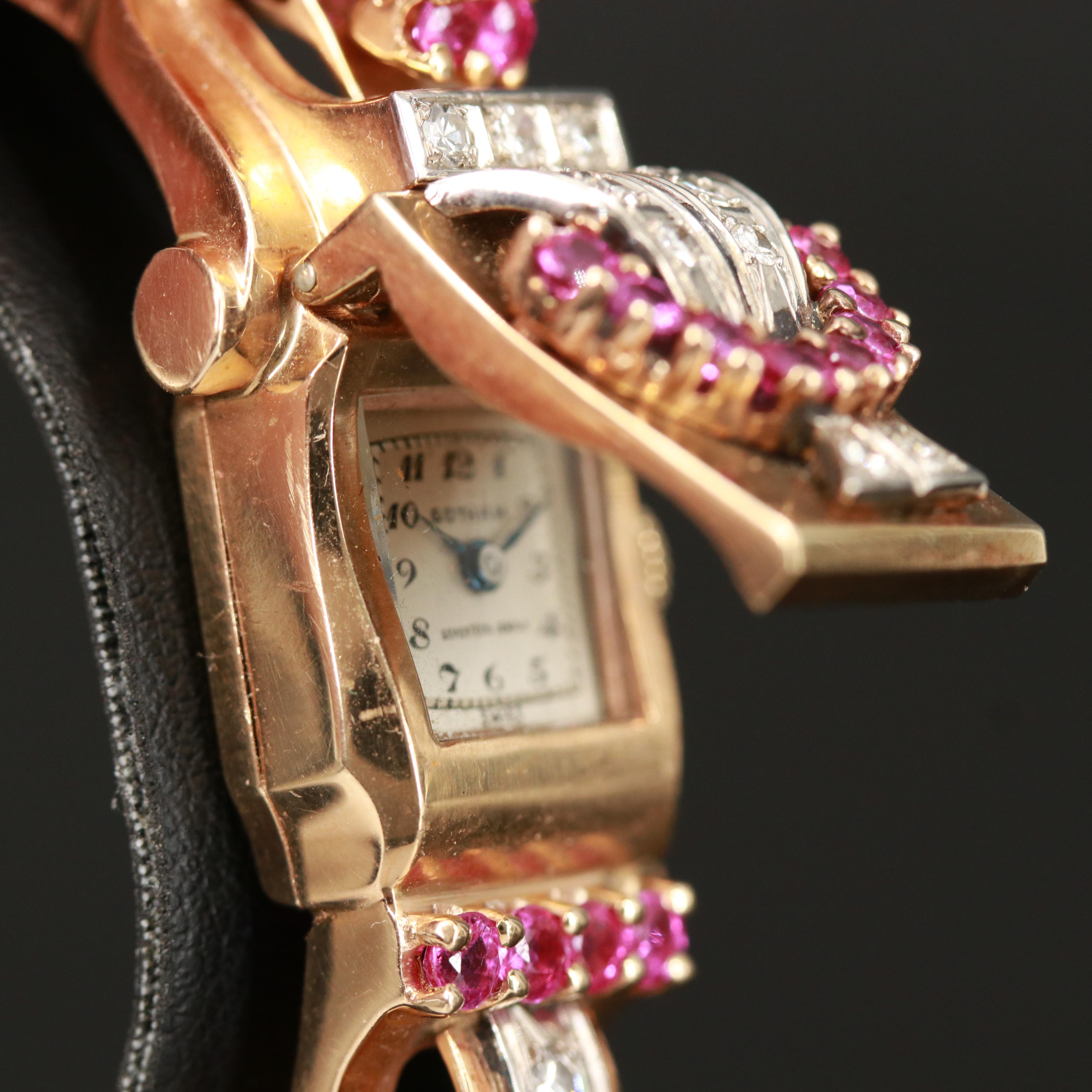 14K Gotham Diamond and Ruby Covered Hidden Dial Watch
