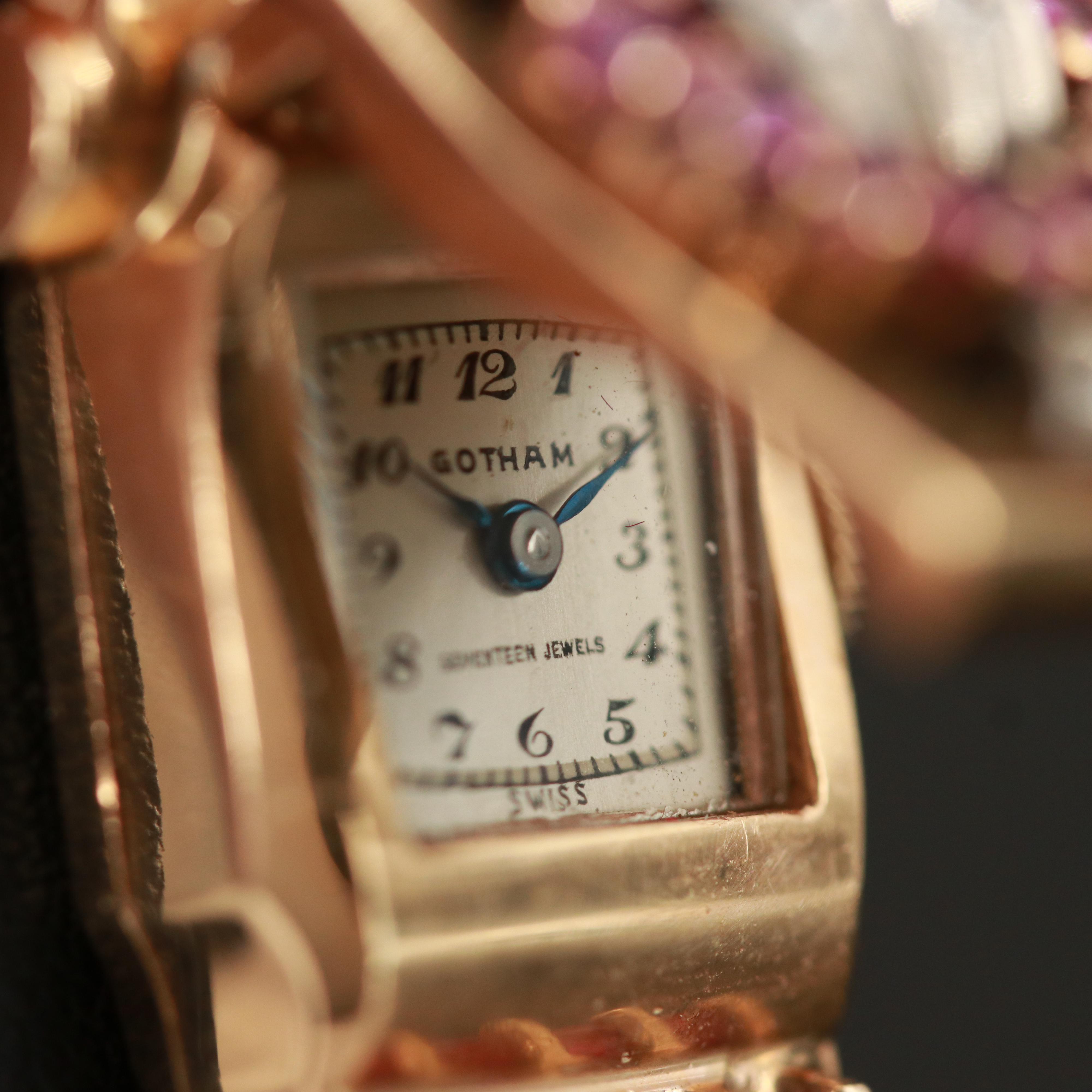 14K Gotham Diamond and Ruby Covered Hidden Dial Watch