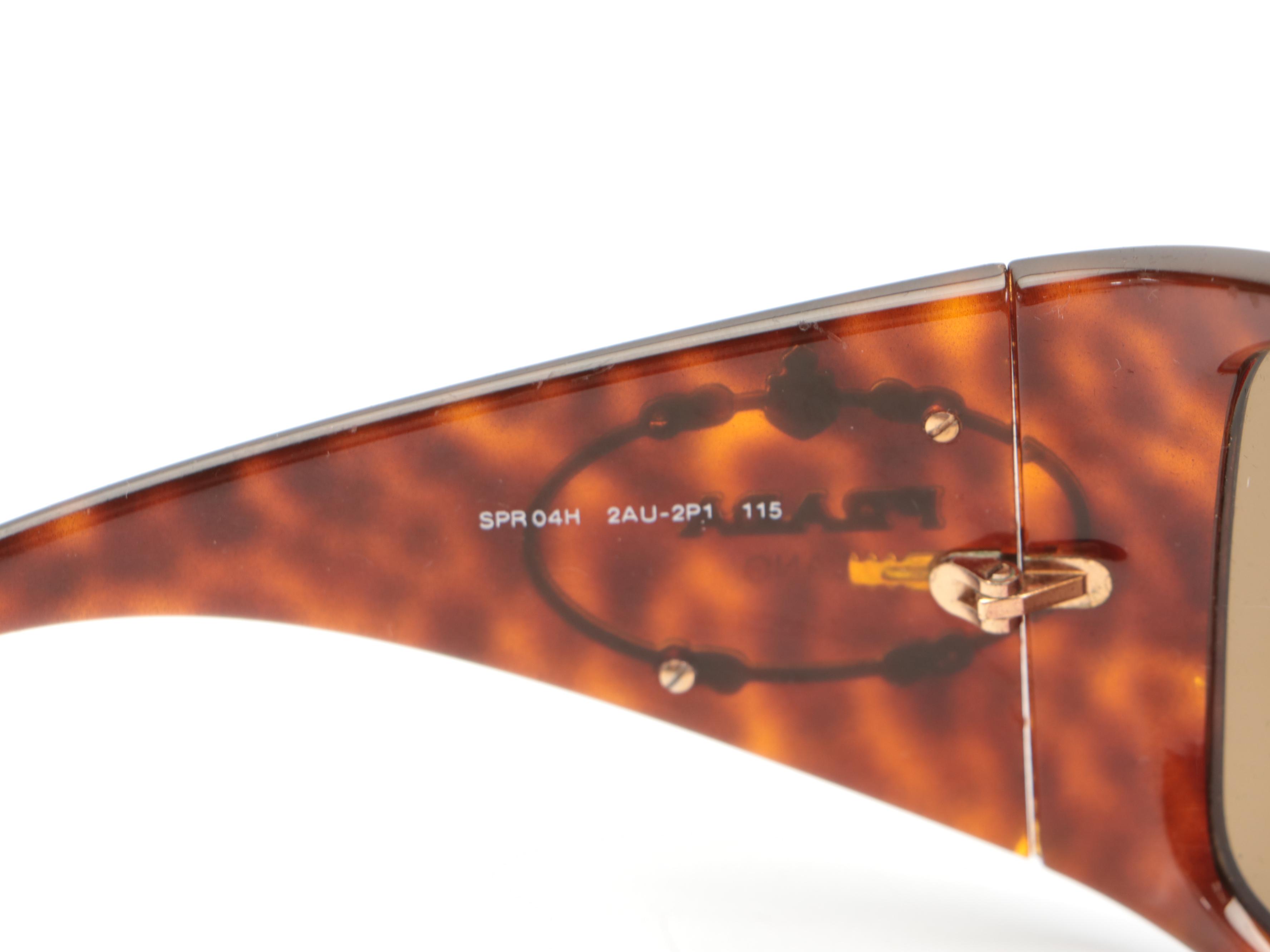 Prada SPR 04H Wrap Sunglasses in Carey Brown with Case