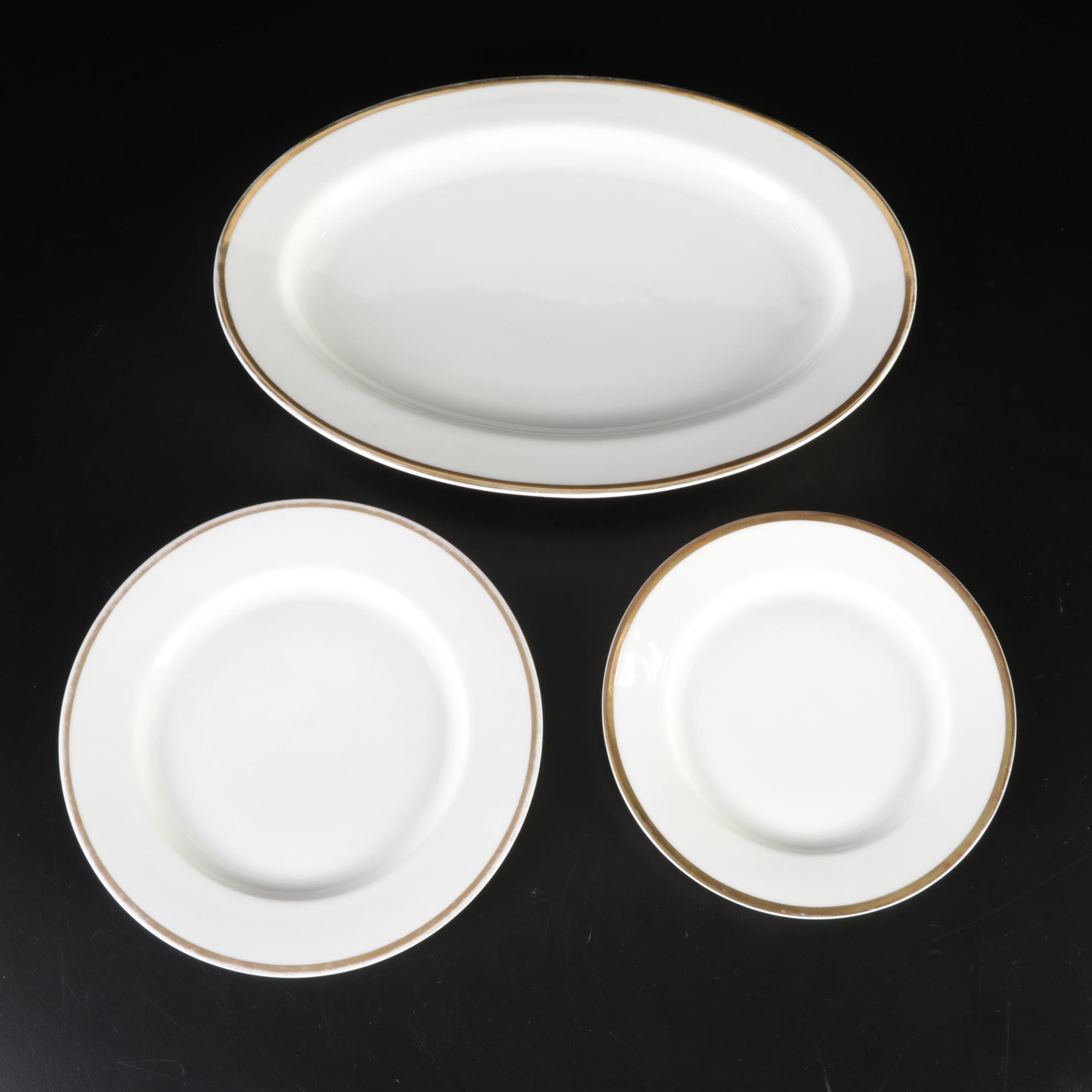 Turin Bavaria Gold Rimmed Porcelain Dinnerware, Mid-20th Century