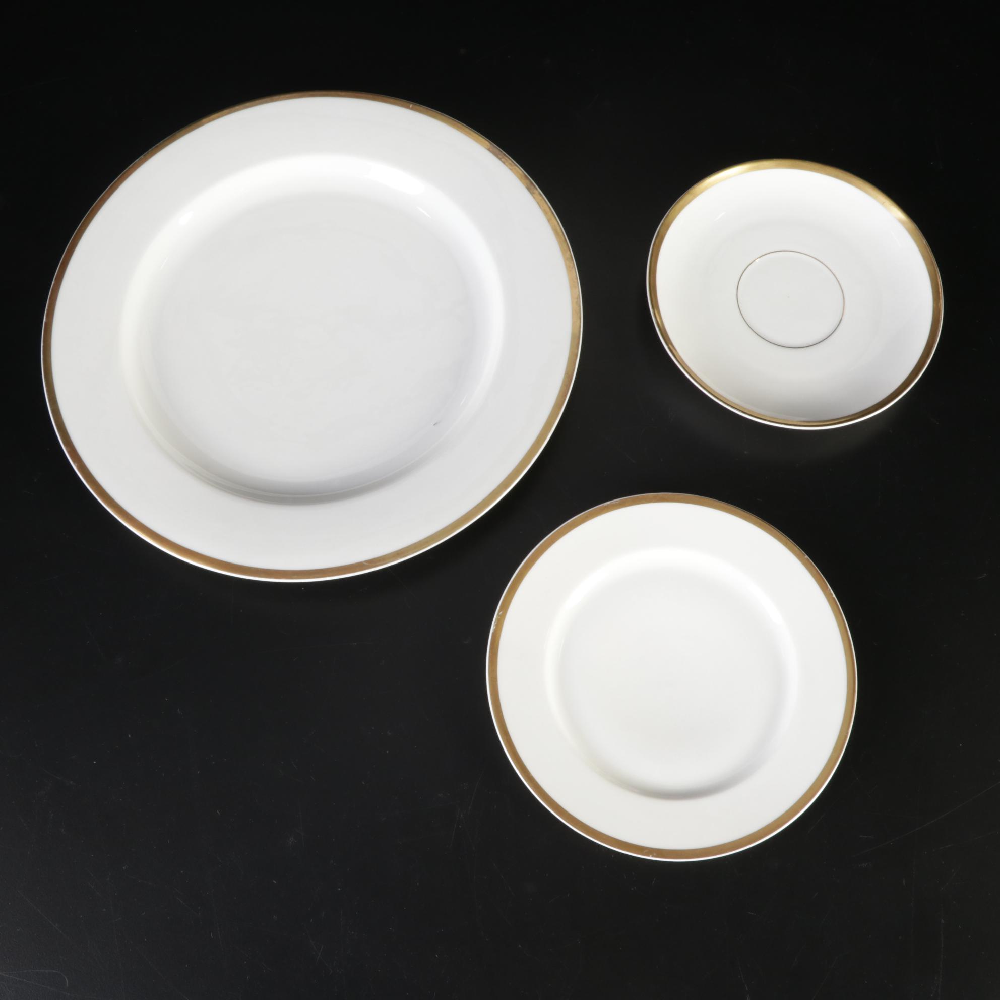 Turin Bavaria Gold Rimmed Porcelain Dinnerware, Mid-20th Century