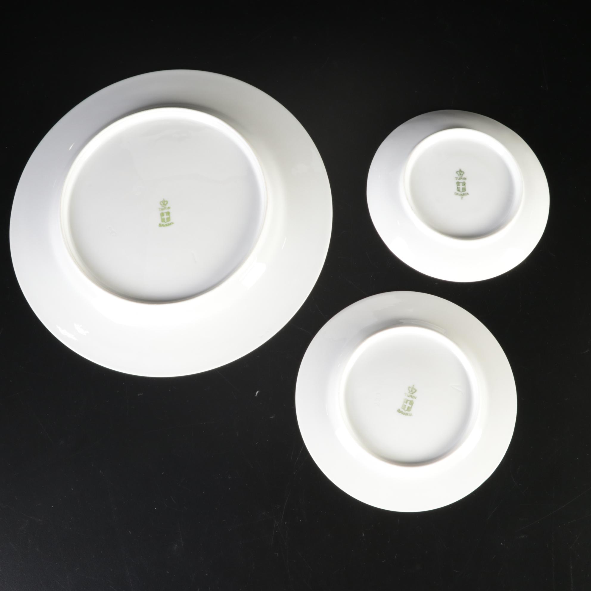 Turin Bavaria Gold Rimmed Porcelain Dinnerware, Mid-20th Century