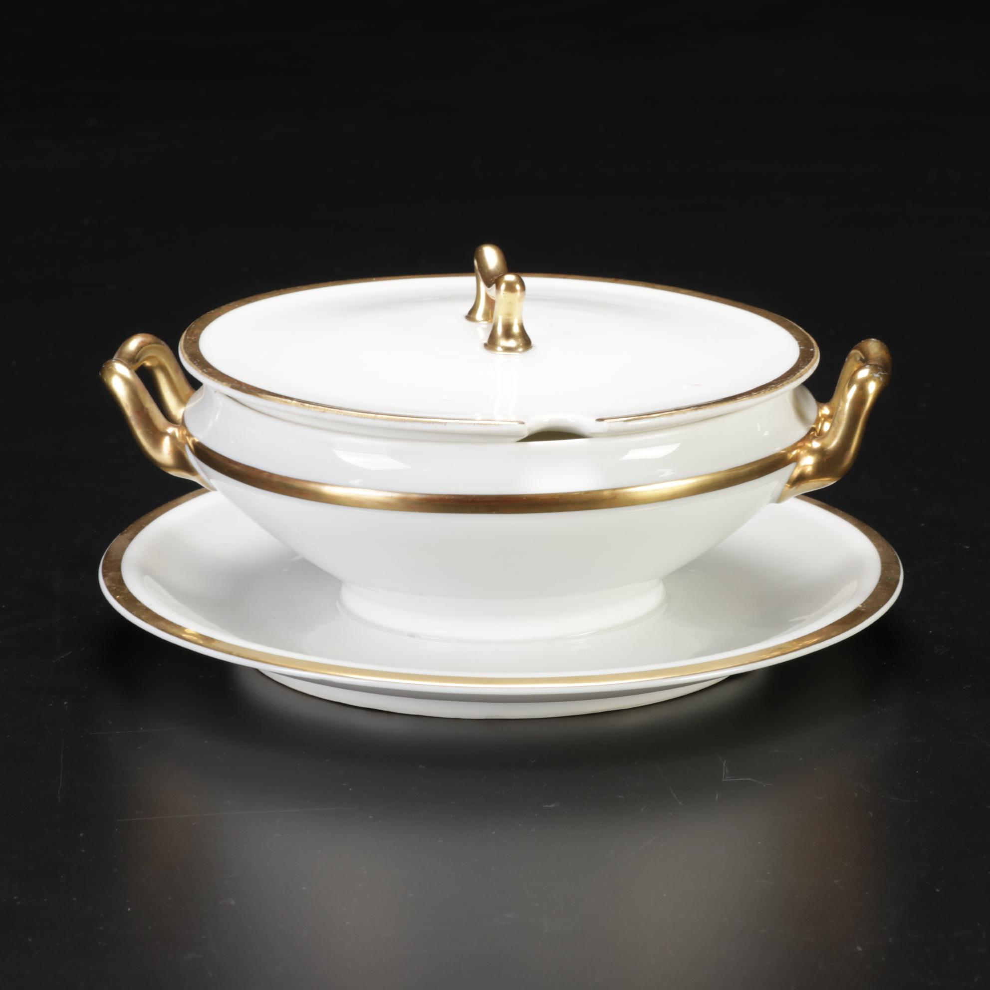 Turin Bavaria Gold Rimmed Porcelain Dinnerware, Mid-20th Century