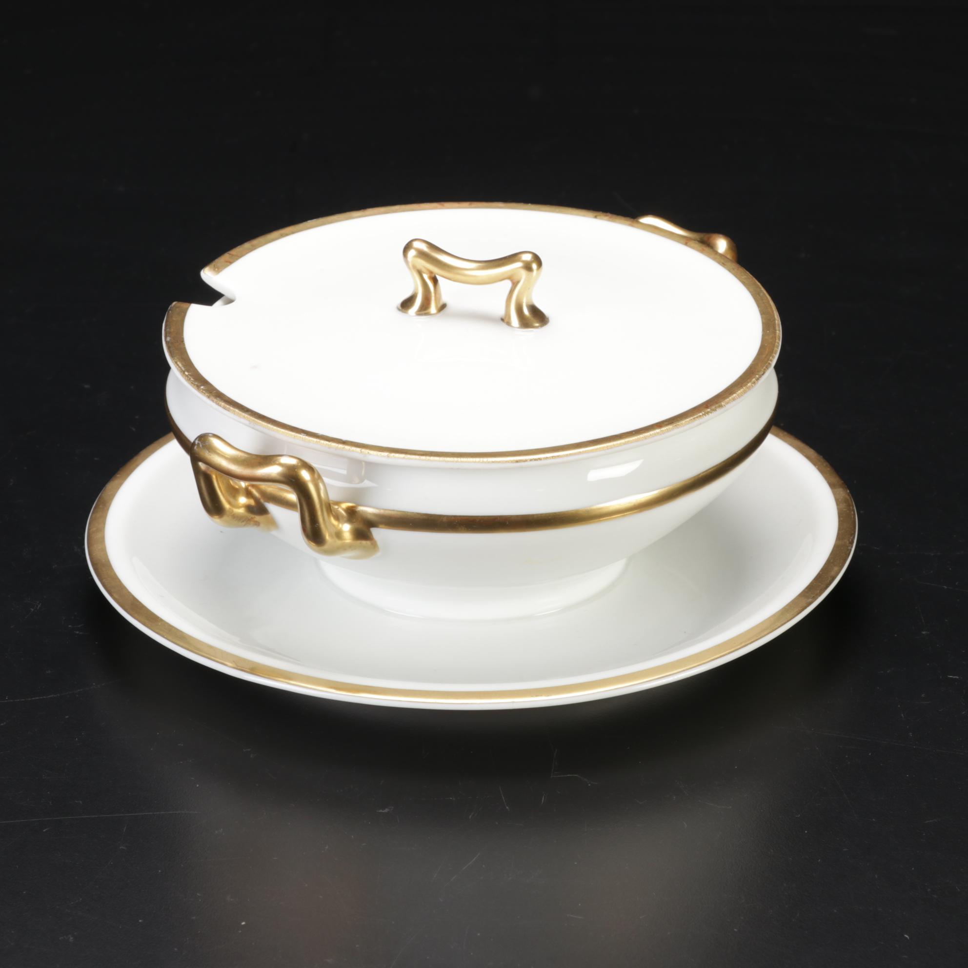 Turin Bavaria Gold Rimmed Porcelain Dinnerware, Mid-20th Century