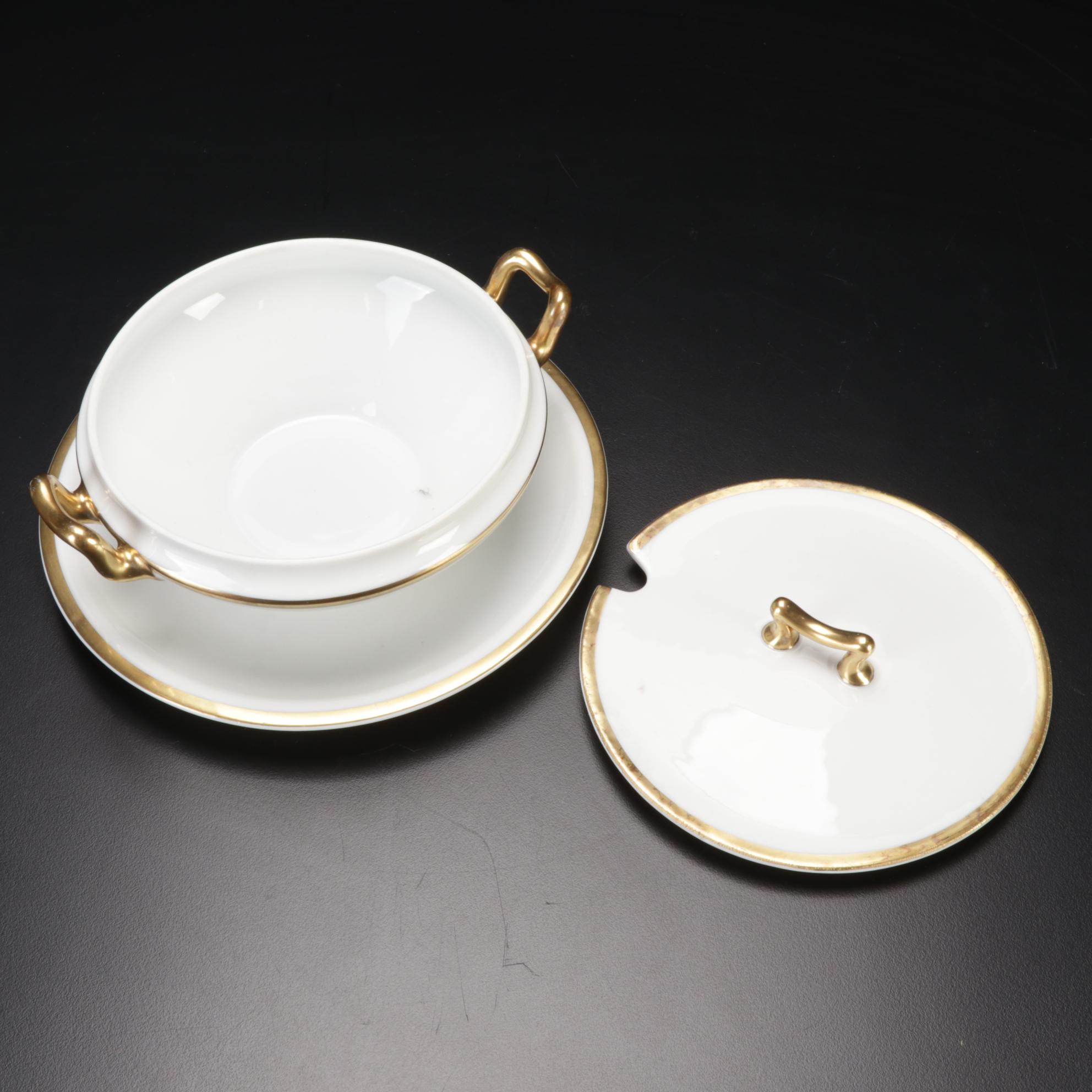 Turin Bavaria Gold Rimmed Porcelain Dinnerware, Mid-20th Century