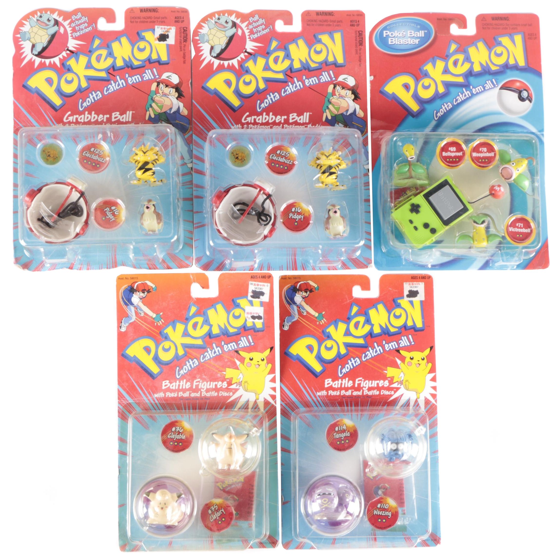 Poké Ball Blaster, Grabber Ball and Other Pokémon Figures from Hasbro, 1999