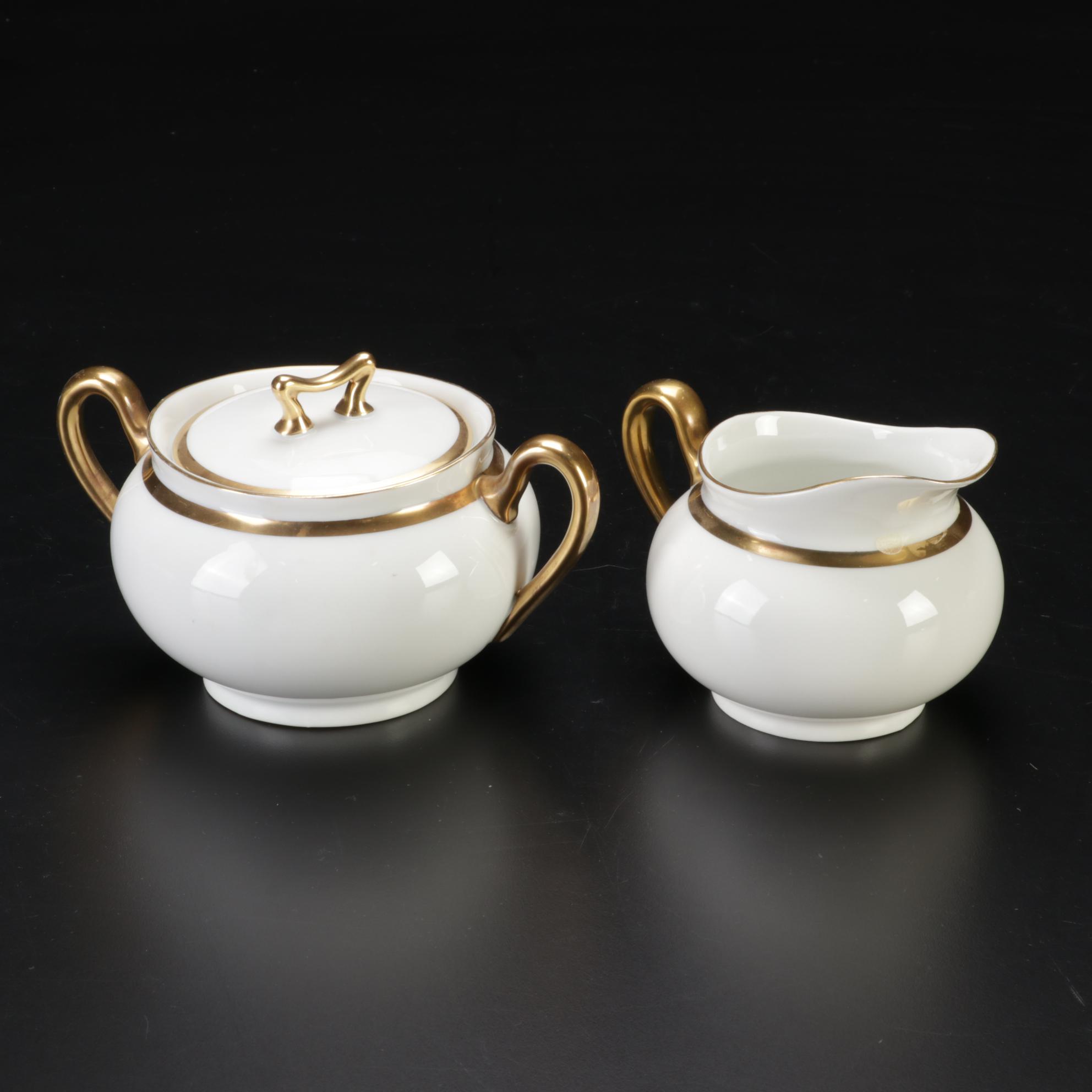 Turin Bavaria Gold Rimmed Porcelain Dinnerware, Mid-20th Century