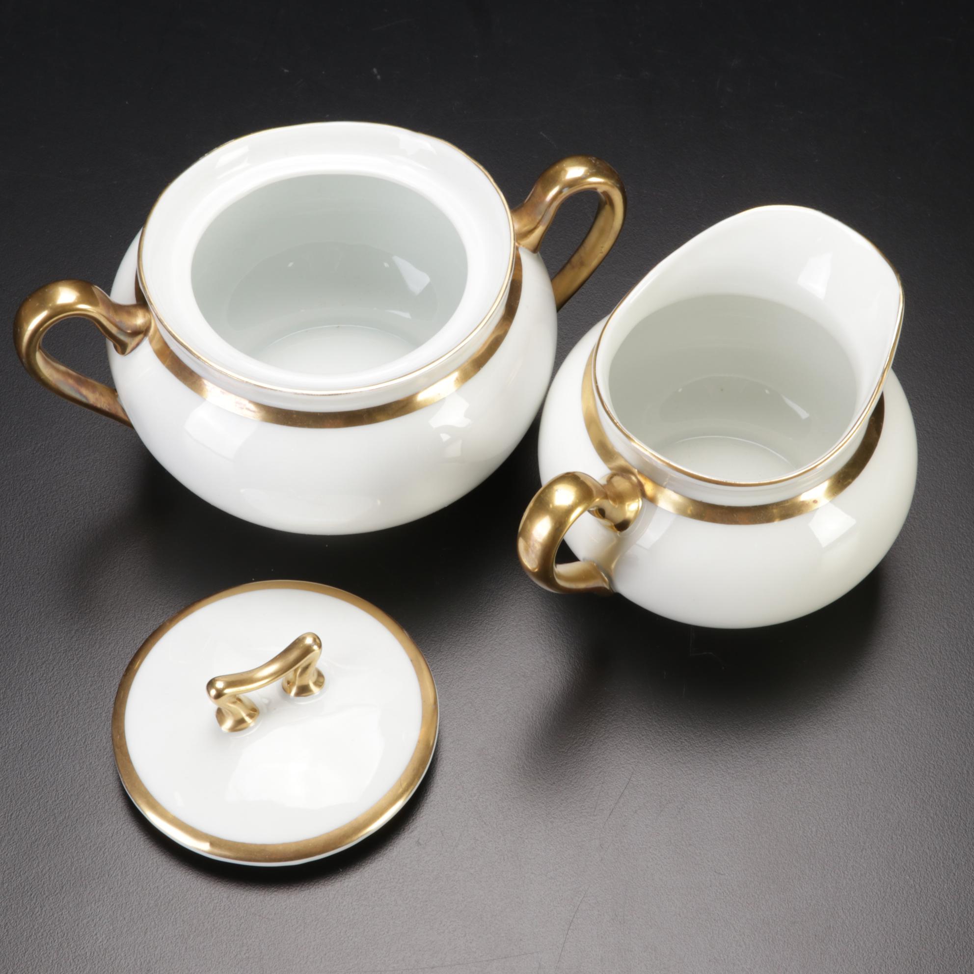 Turin Bavaria Gold Rimmed Porcelain Dinnerware, Mid-20th Century