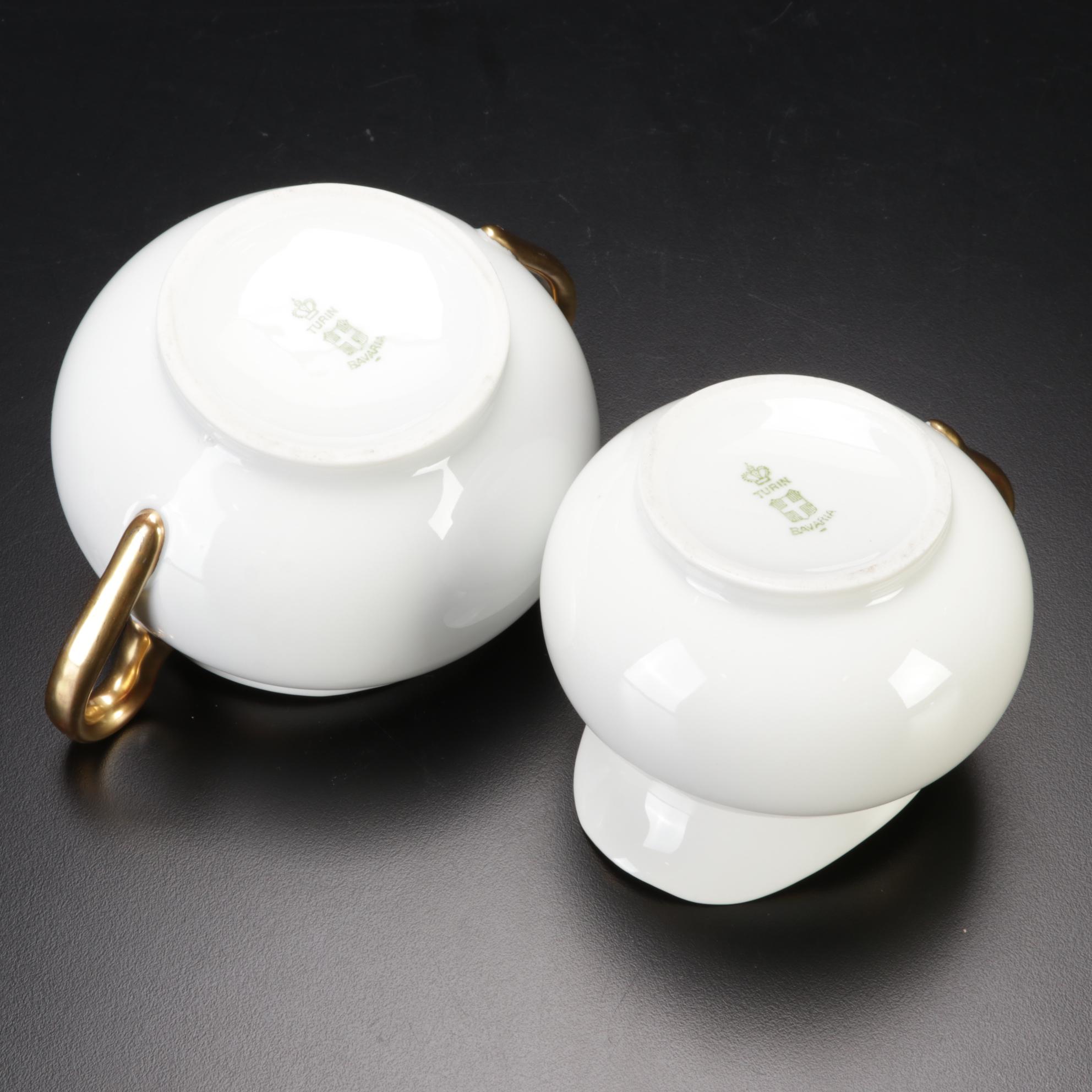 Turin Bavaria Gold Rimmed Porcelain Dinnerware, Mid-20th Century