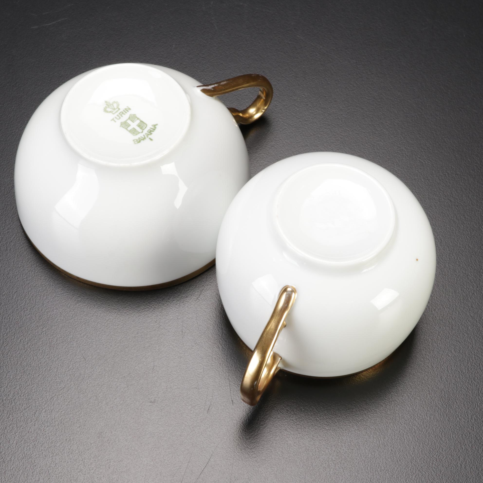 Turin Bavaria Gold Rimmed Porcelain Dinnerware, Mid-20th Century