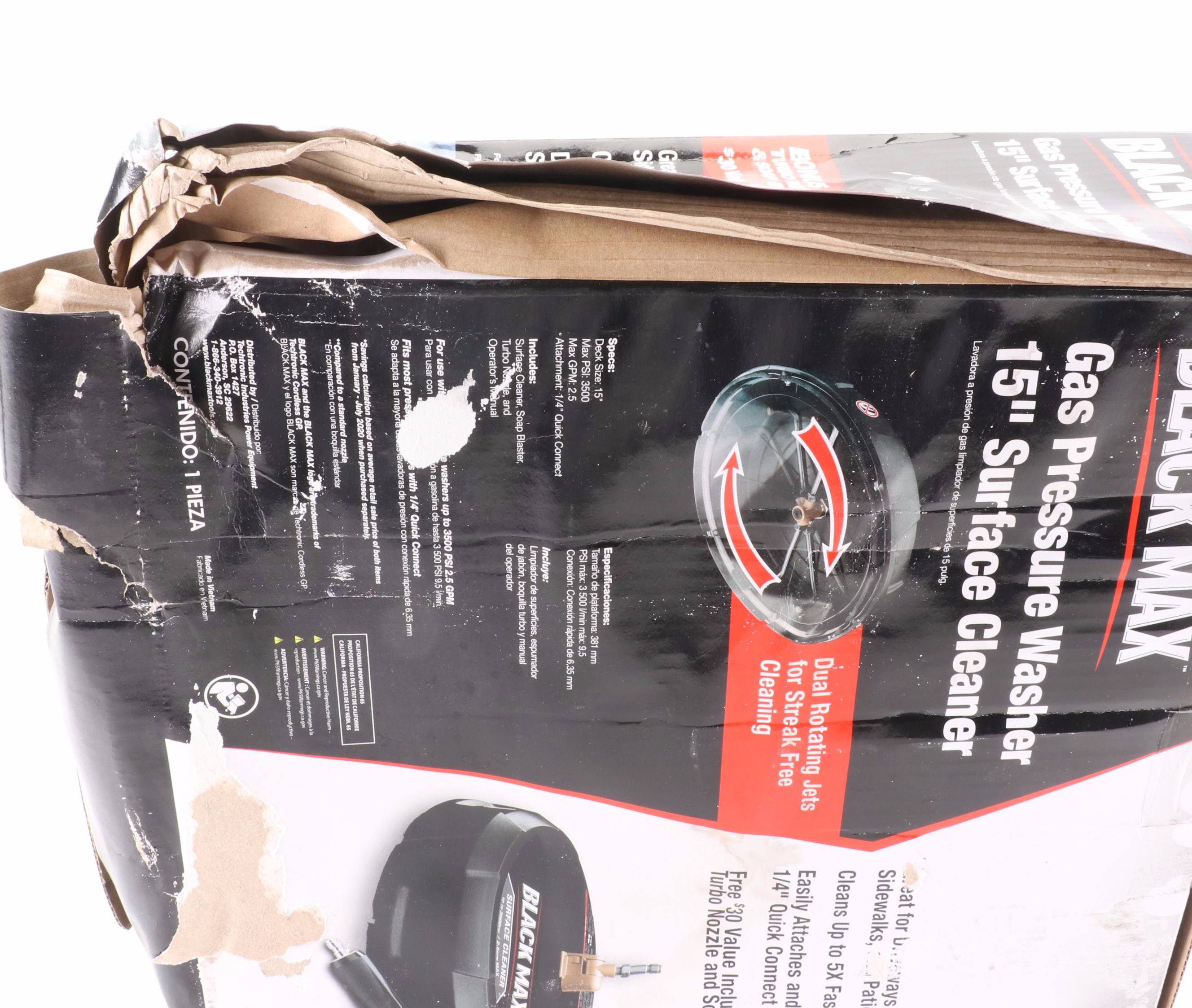 Black Max 15" 3300 PSI Gas Pressure Washer Surface Cleaner