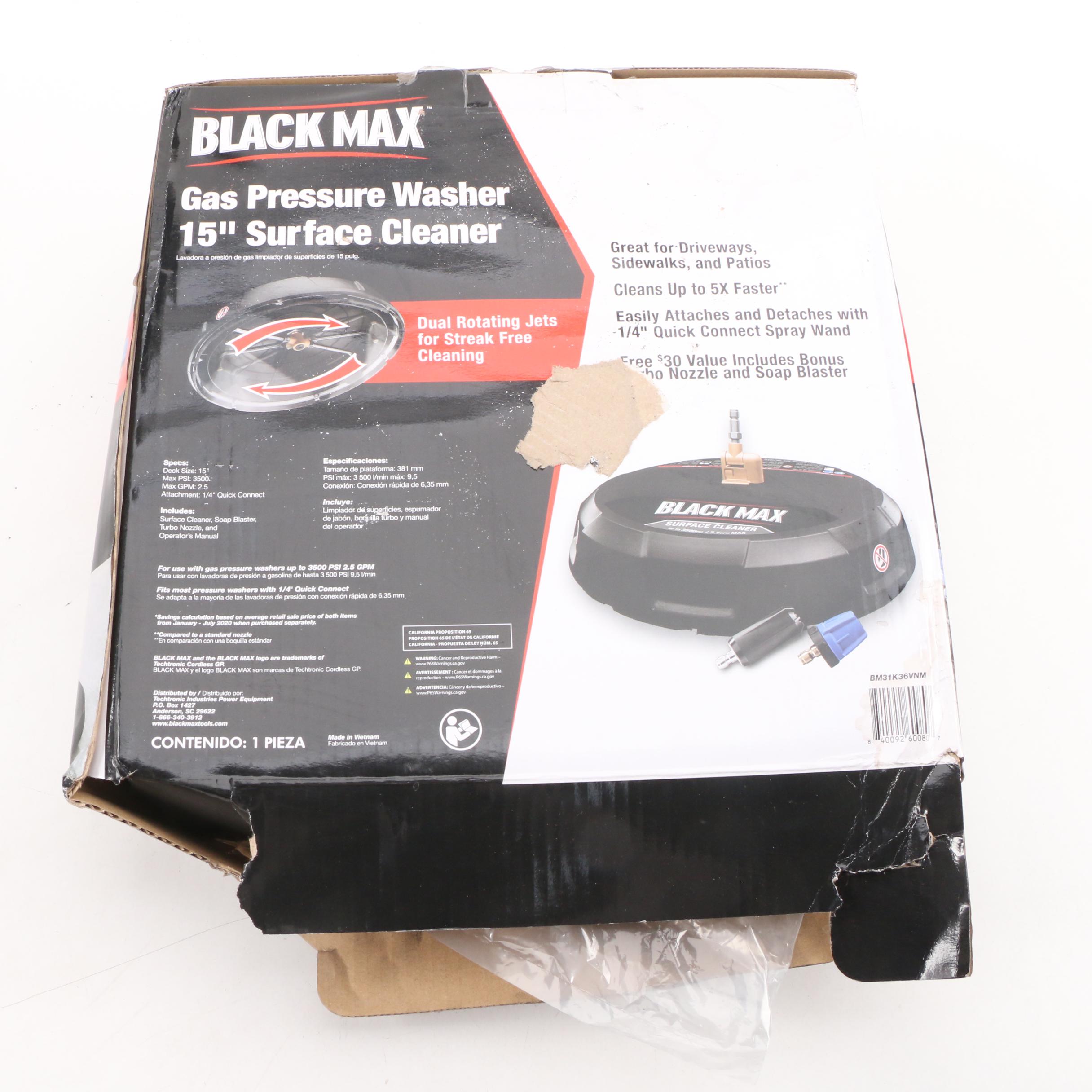 Black Max 15" 3300 PSI Gas Pressure Washer Surface Cleaner
