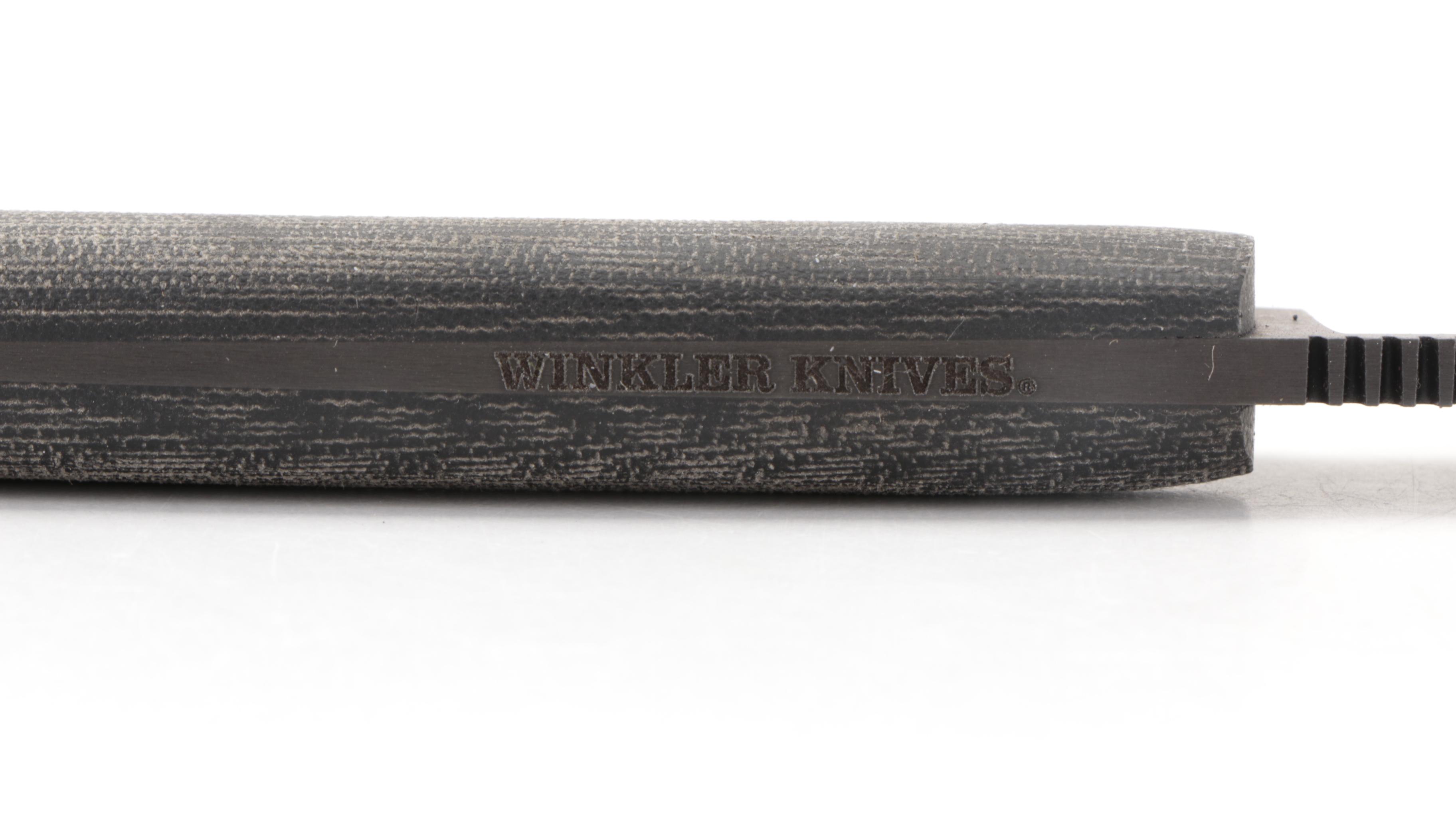 Winkler "Operator Black Micarta" Hunting Knife and Leather Sheath in Packaging