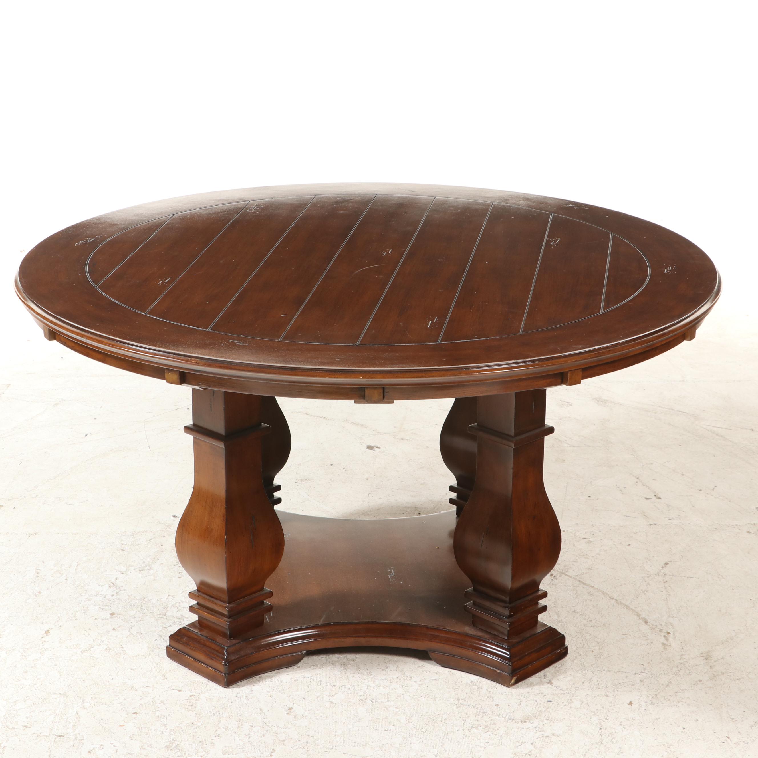 Fremarc Designs, Radial-Leafed Dining Table and Eight Upholstered Chairs