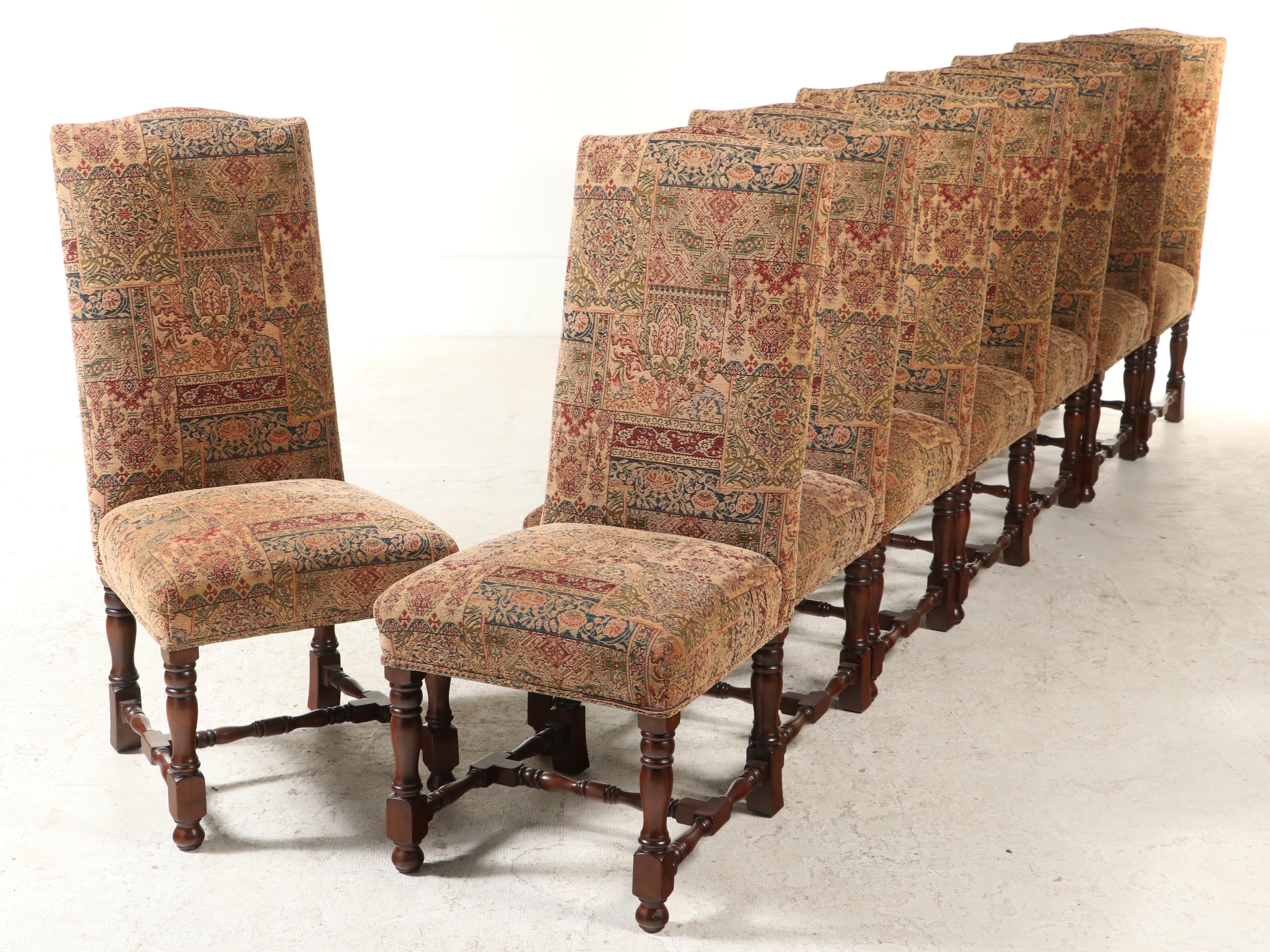 Fremarc Designs, Radial-Leafed Dining Table and Eight Upholstered Chairs