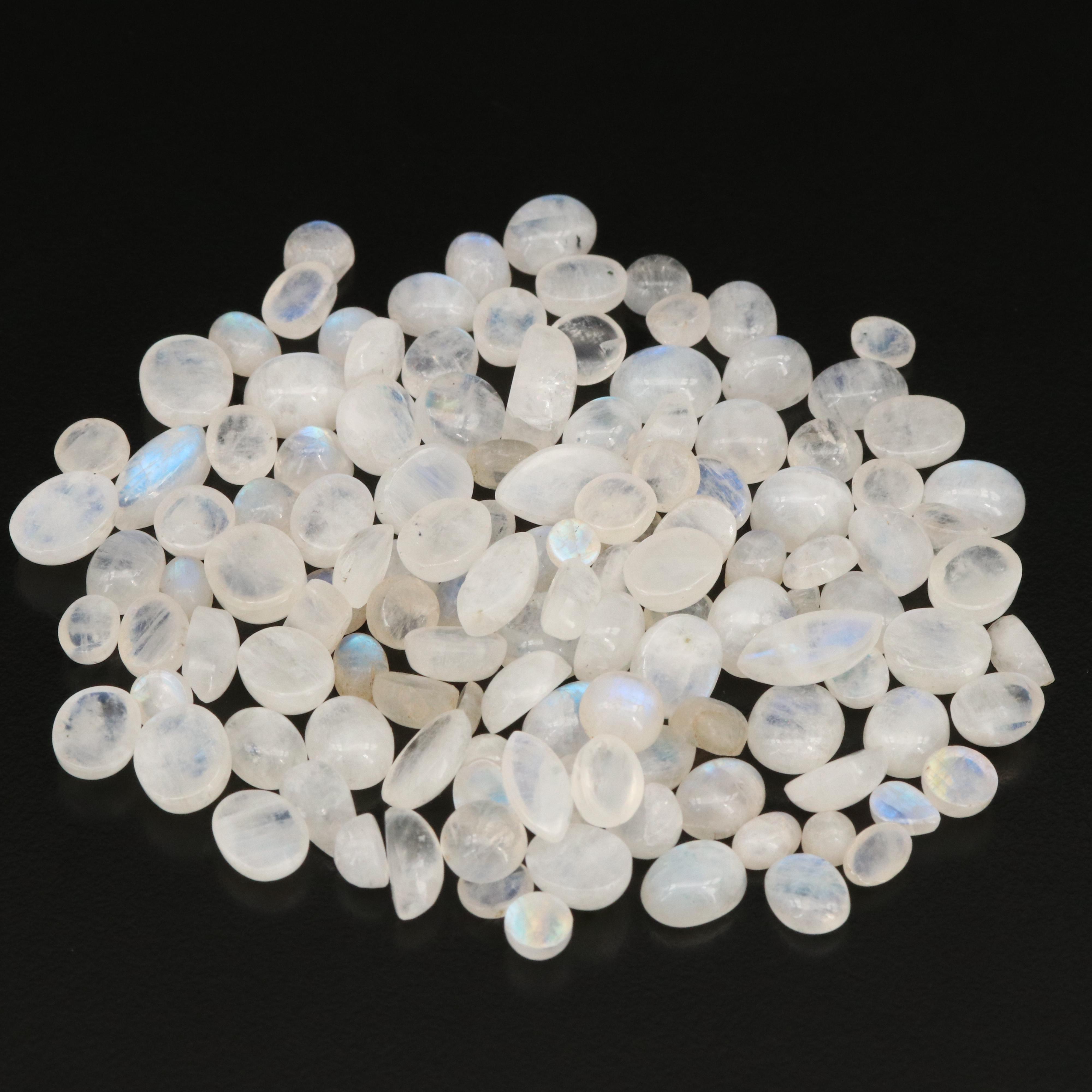 Loose Mixed Rainbow Moonstone Cabochons