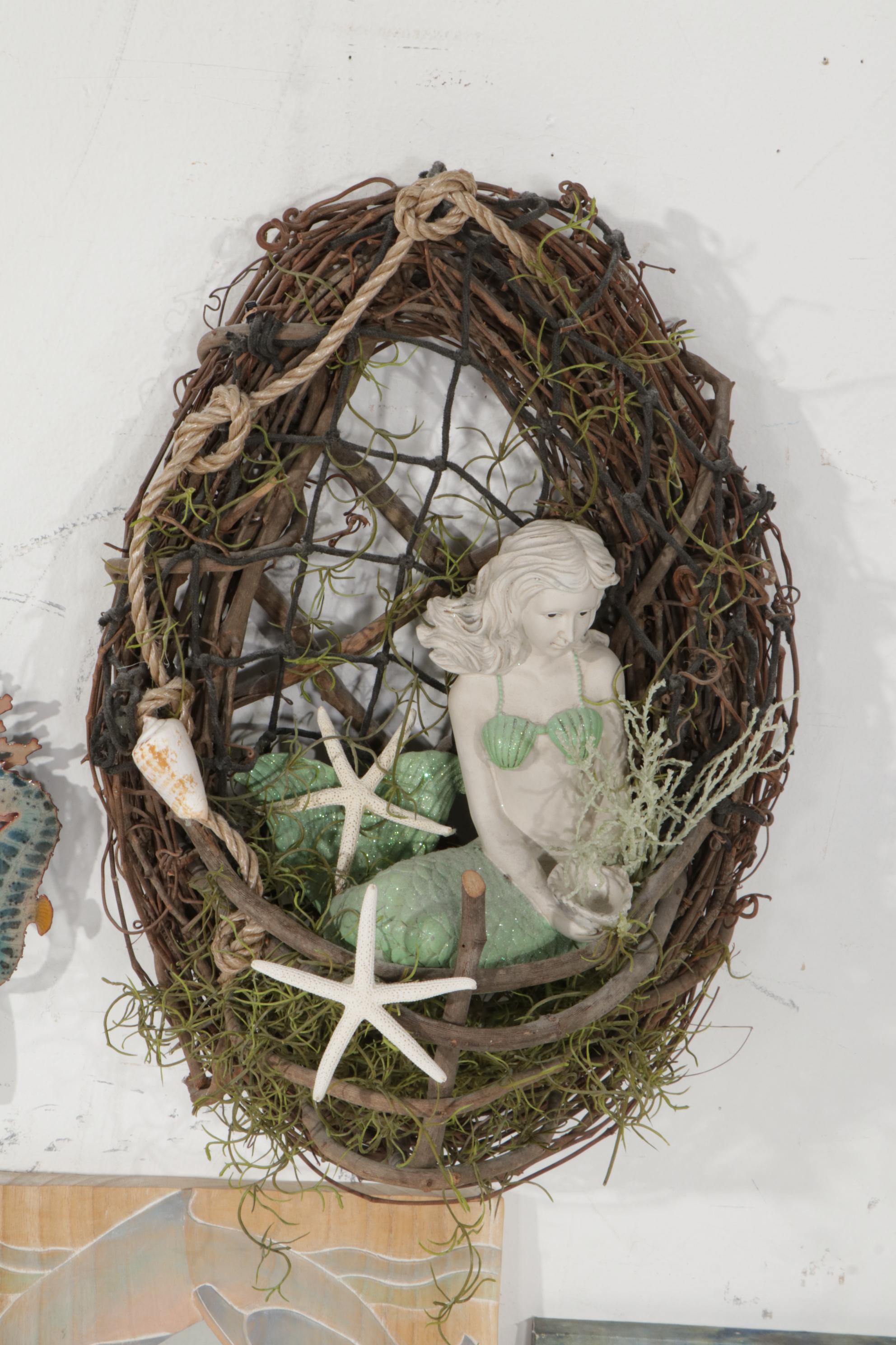 Handcrafted Basket Wreath with Other Nautical Themed Decor