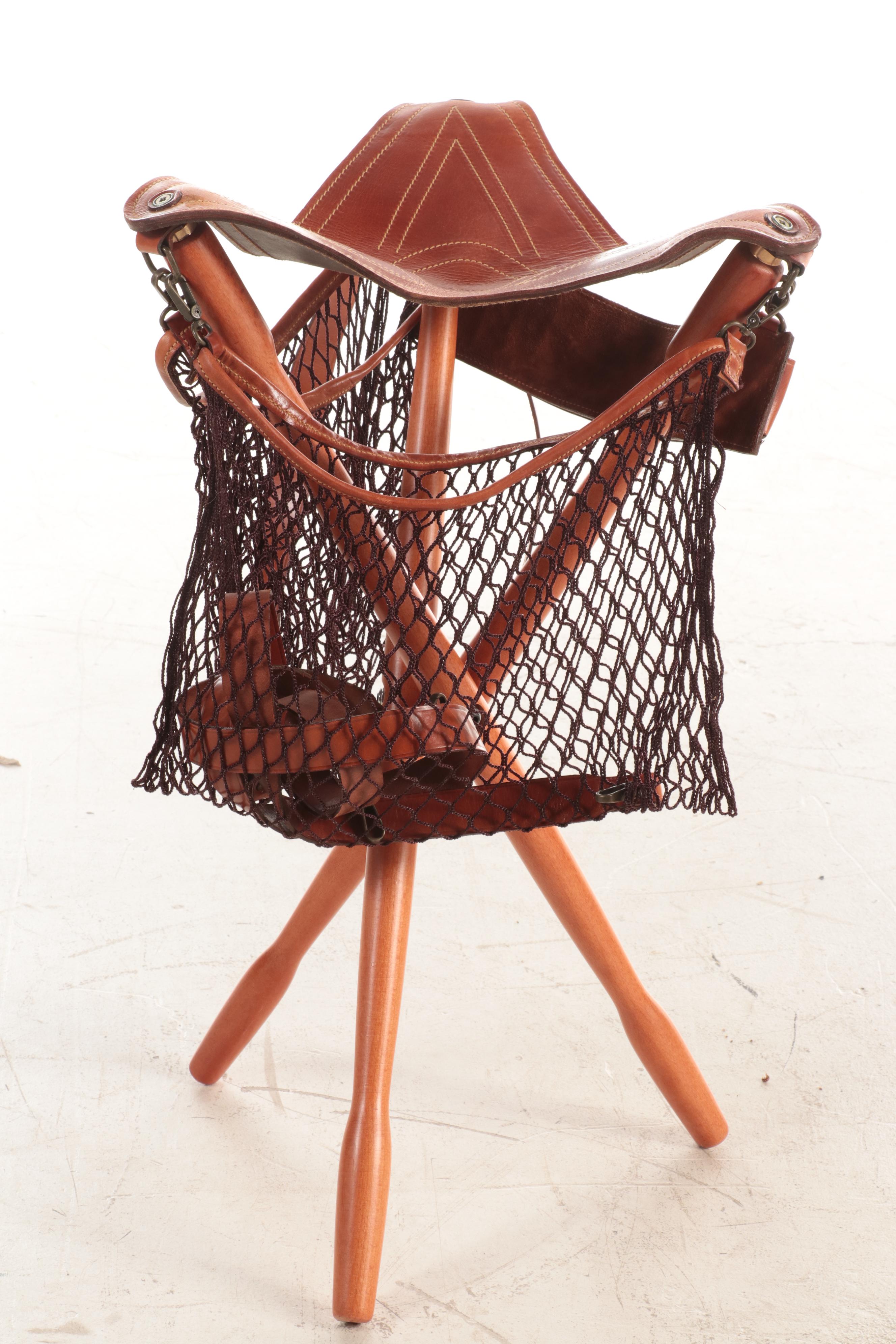 Orvis Folding Wood and Leather Fishing or Camp Chair