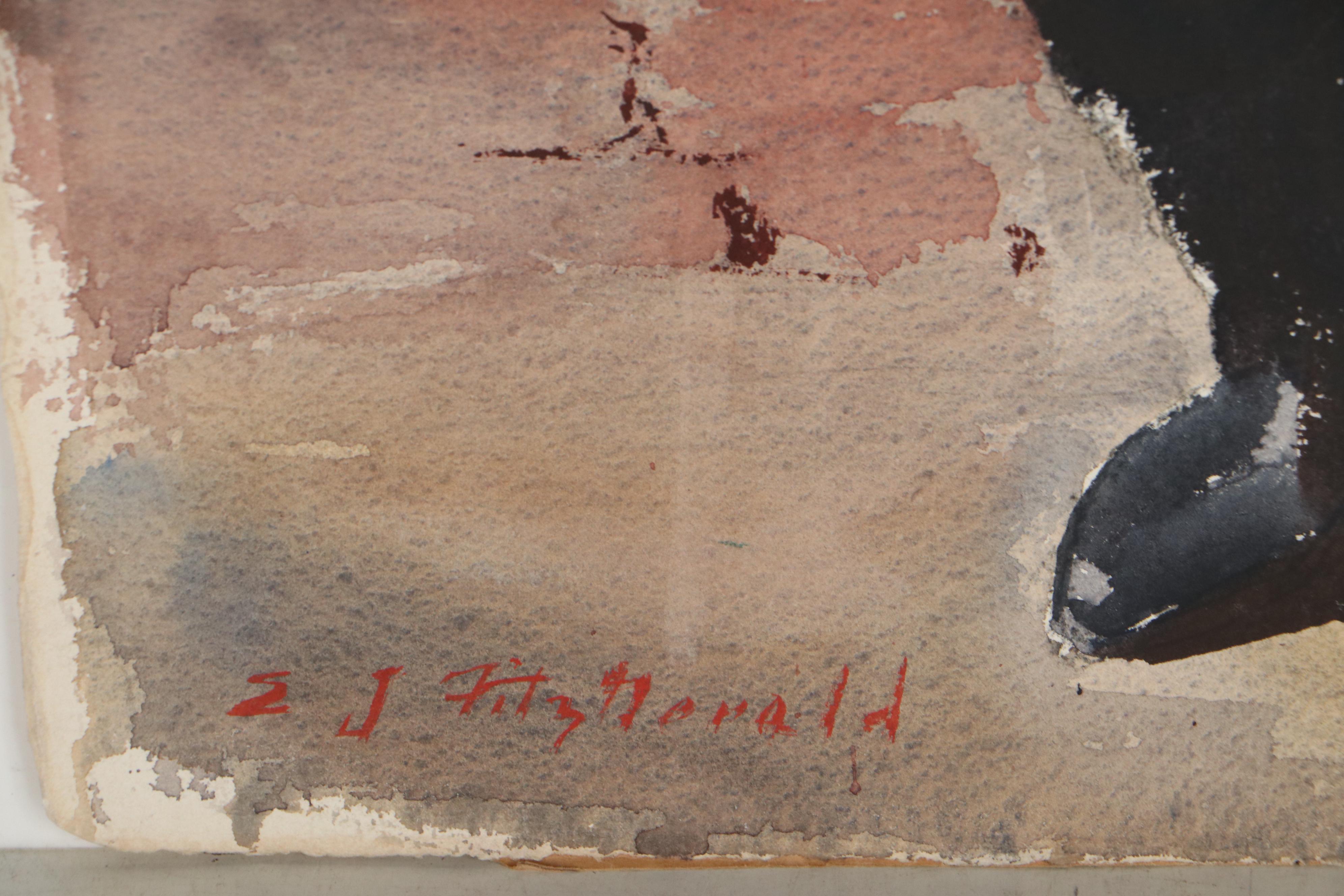 Edmond J. Fitzgerald Portrait Watercolor Painting of Young Woman